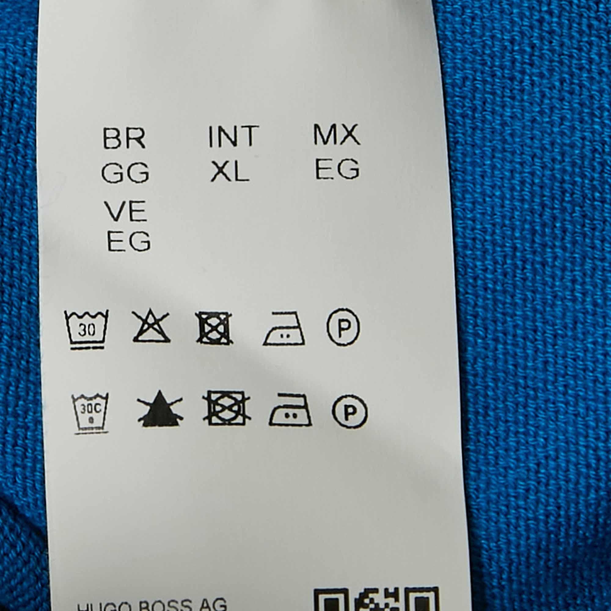 Boss Hugo Boss - Sweat-shirt à manches longues en tricot de coton bleu XL en vente 1