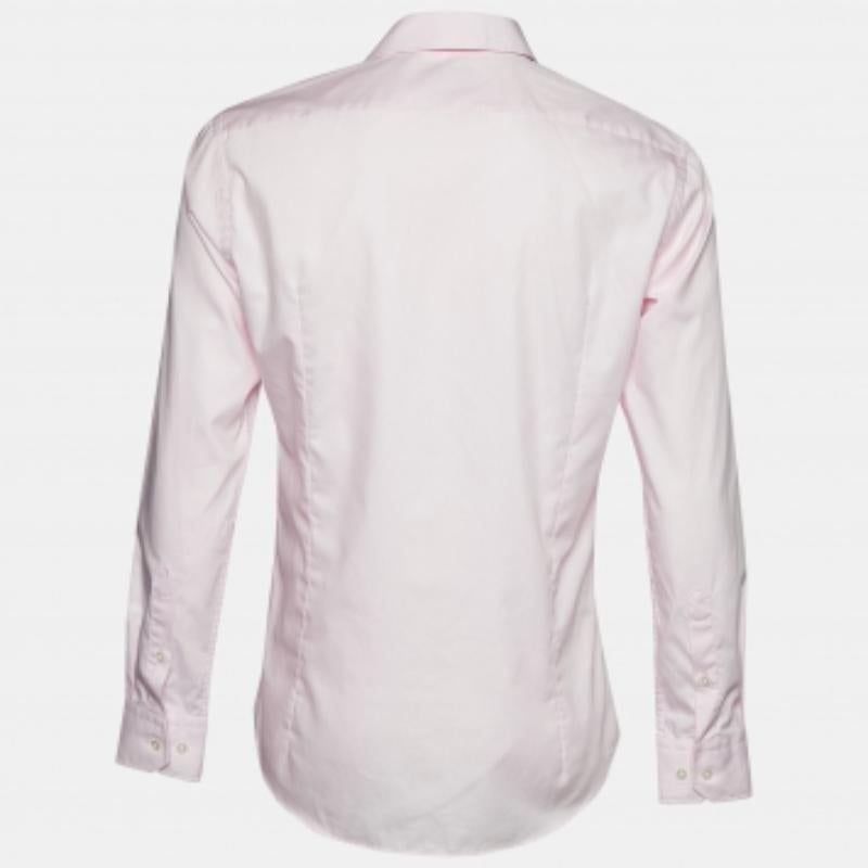 Gris Boss By Hugo Boss Chemise à coupe régulière en coton rose facile à repasser M. en vente