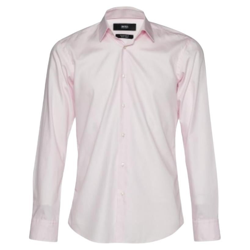 Boss By Hugo Boss Chemise à coupe régulière en coton rose facile à repasser M. en vente