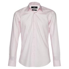Boss Hugo Boss Camisa rosa de algodón fácil de planchar Regular Fit M