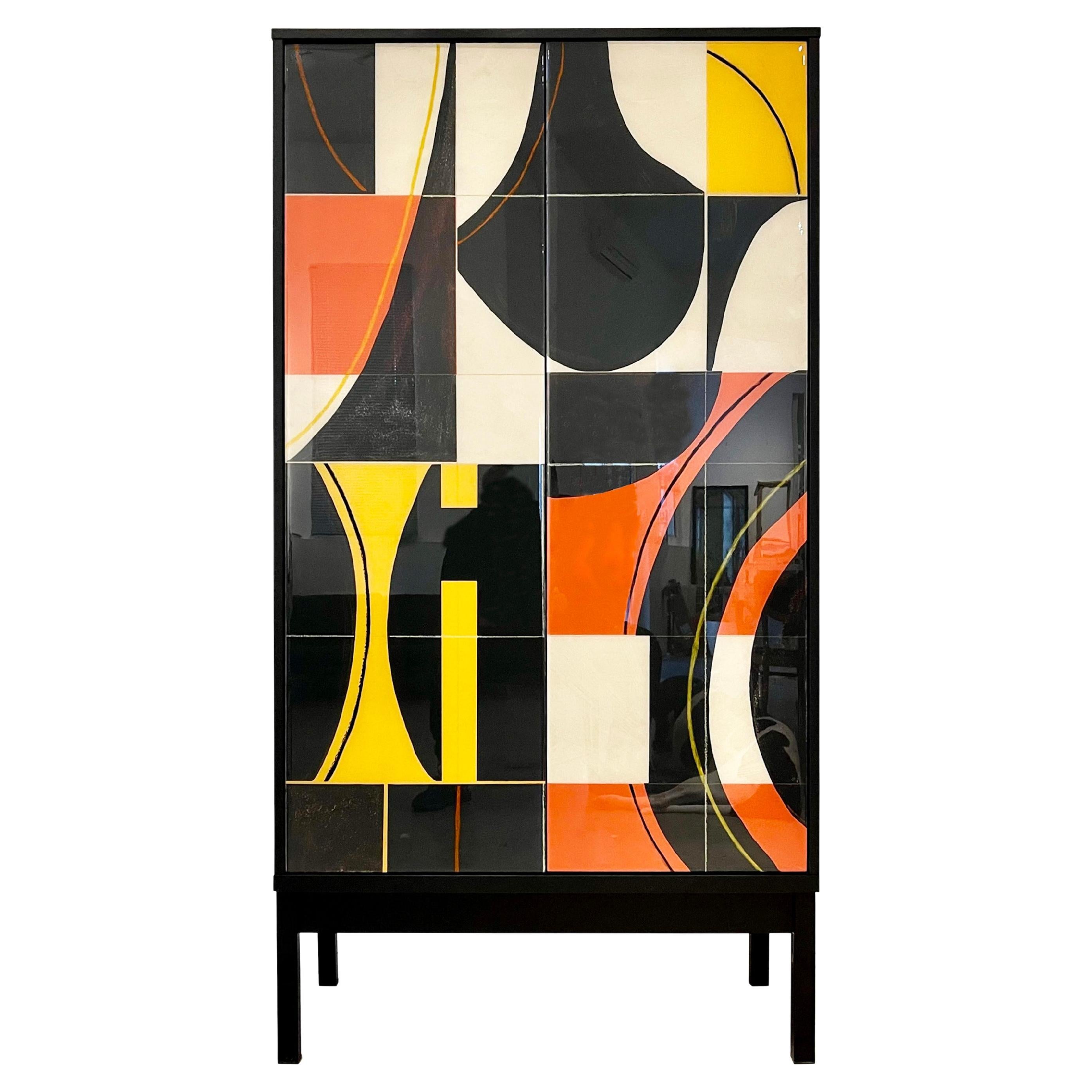 Armoire Bossa de Morgan Clayhall - œuvres d'art mixtes sur portes, personnalisables