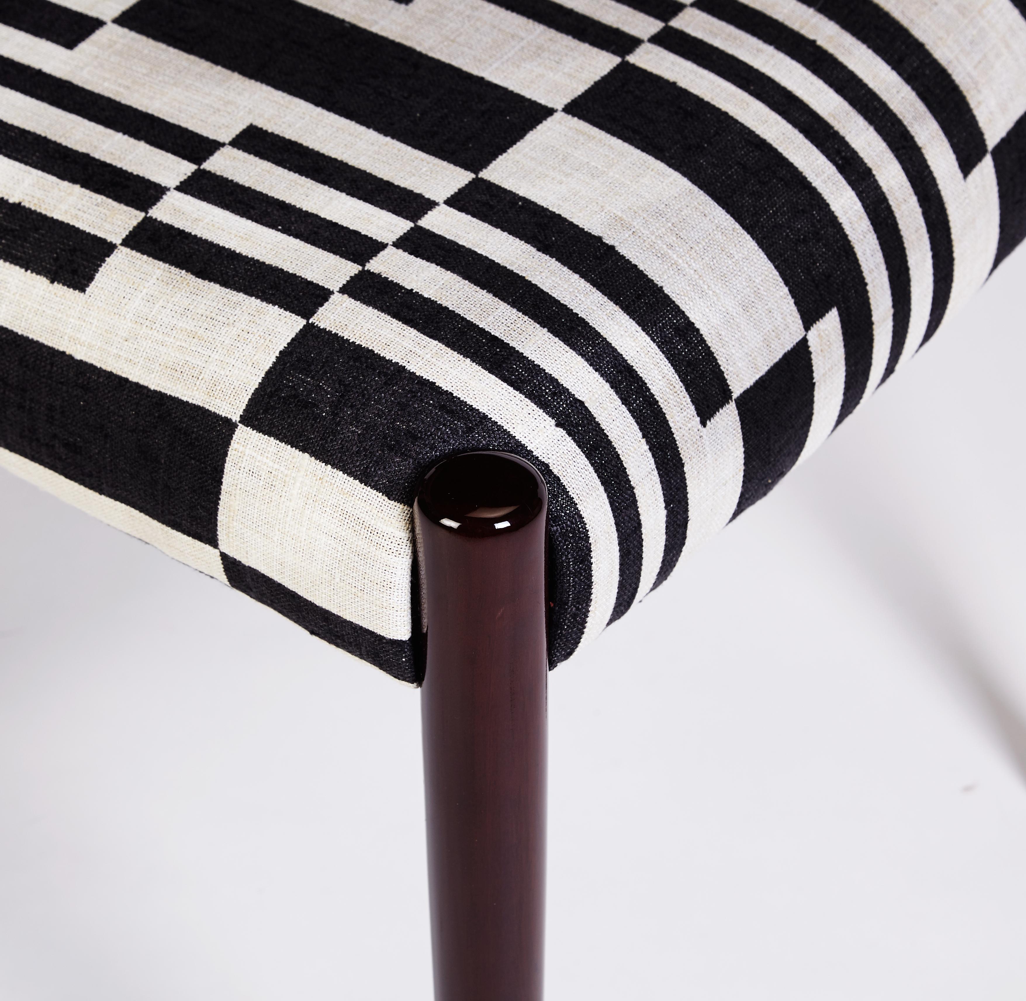 Fabric Bossa Chair, in Mahogany Wood, Handcrafted in Portugal by Duistt For Sale