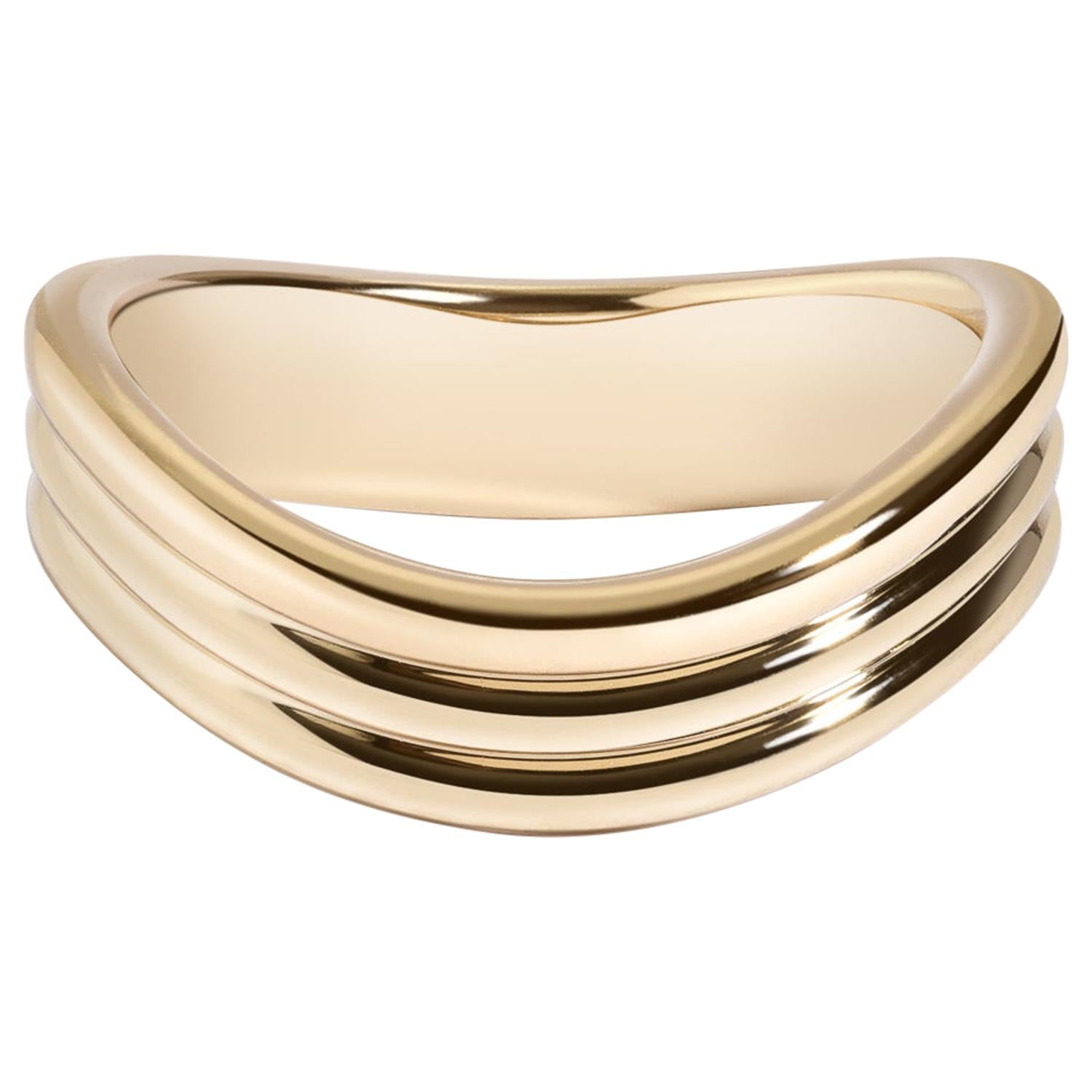 Bossa Nova Trio Ring in 14 Karat Yellow Gold by Selin Kent For Sale