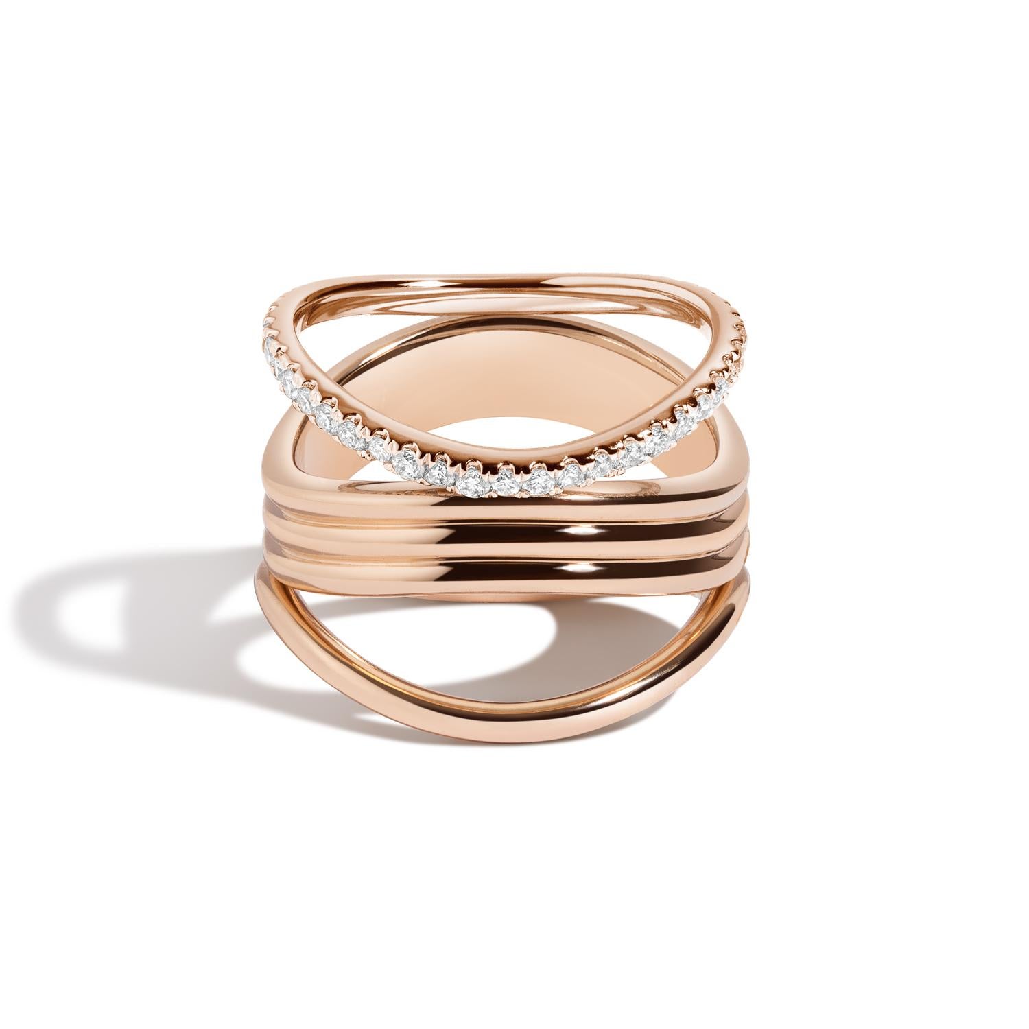 Bossa Nova Trio Ring in 14 Karat Rose Gold by Selin Kent In New Condition For Sale In New York, NY