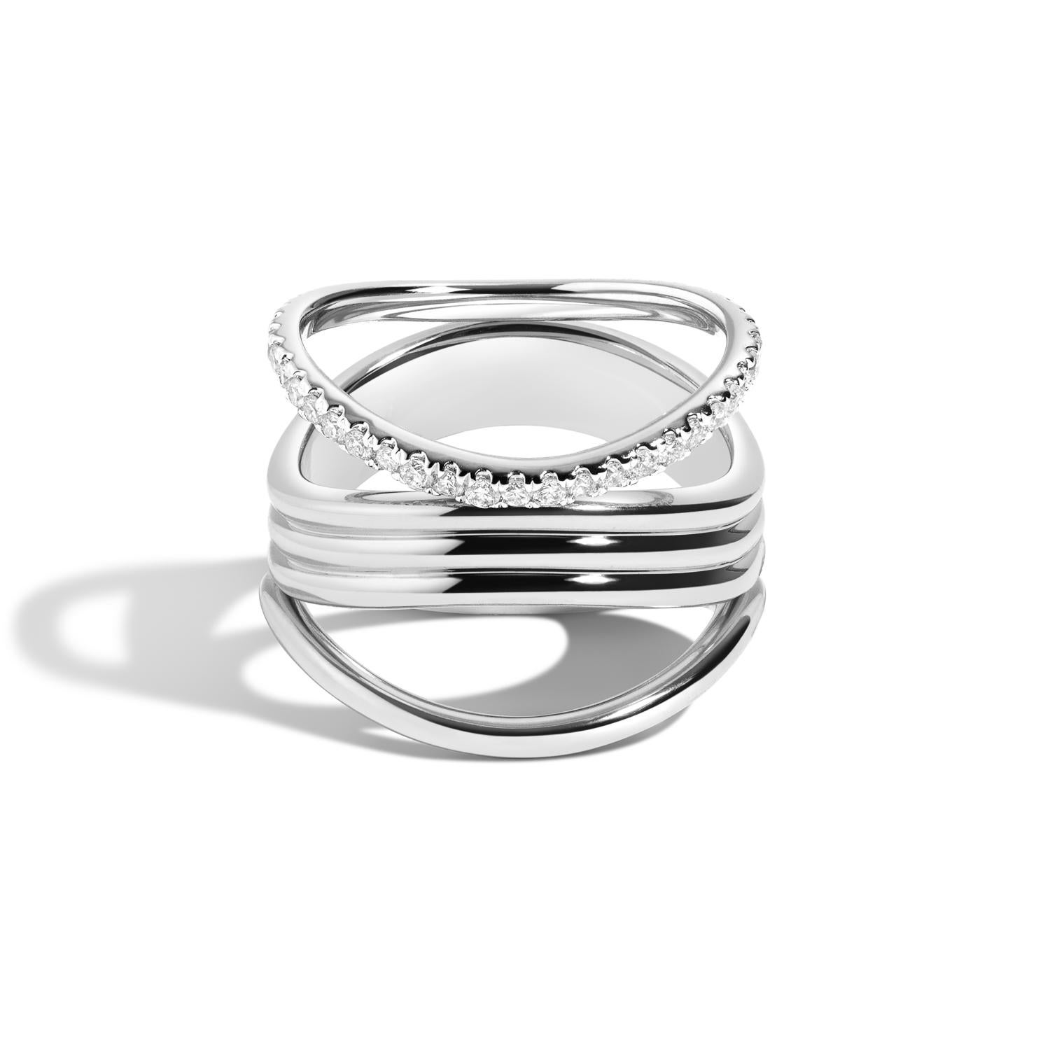 Consisting of an elegant undulating wave of three thin bands, our Bossa Nova Trio Ring looks lovely on its own or stacked with other rings from our Bossa Nova series (available as a set with the diamond version here). Also works great as a masculine