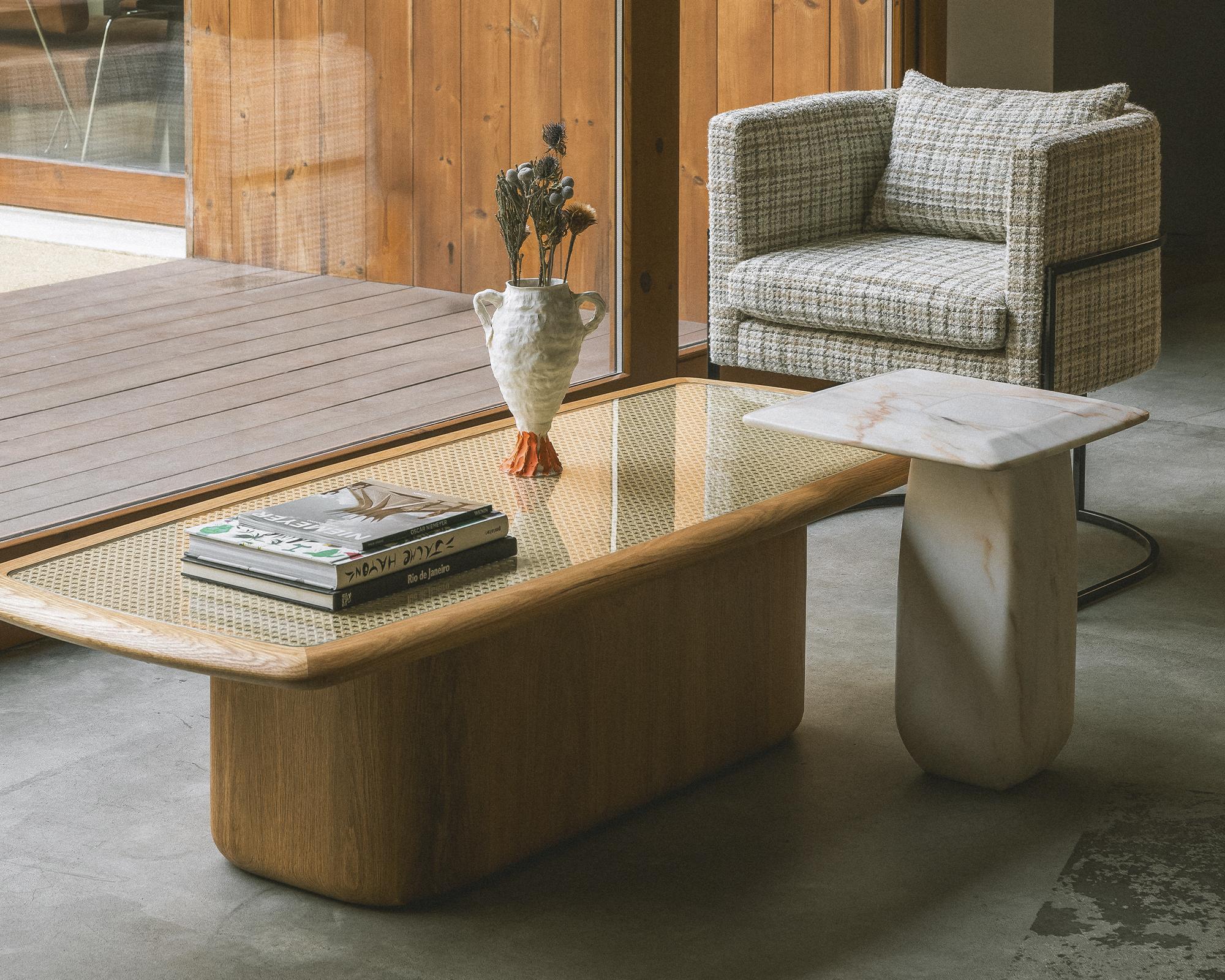 Portuguese Bossa Rectangular Coffee Table, Natural Solid Oak Wood, Handcrafted by Duistt For Sale