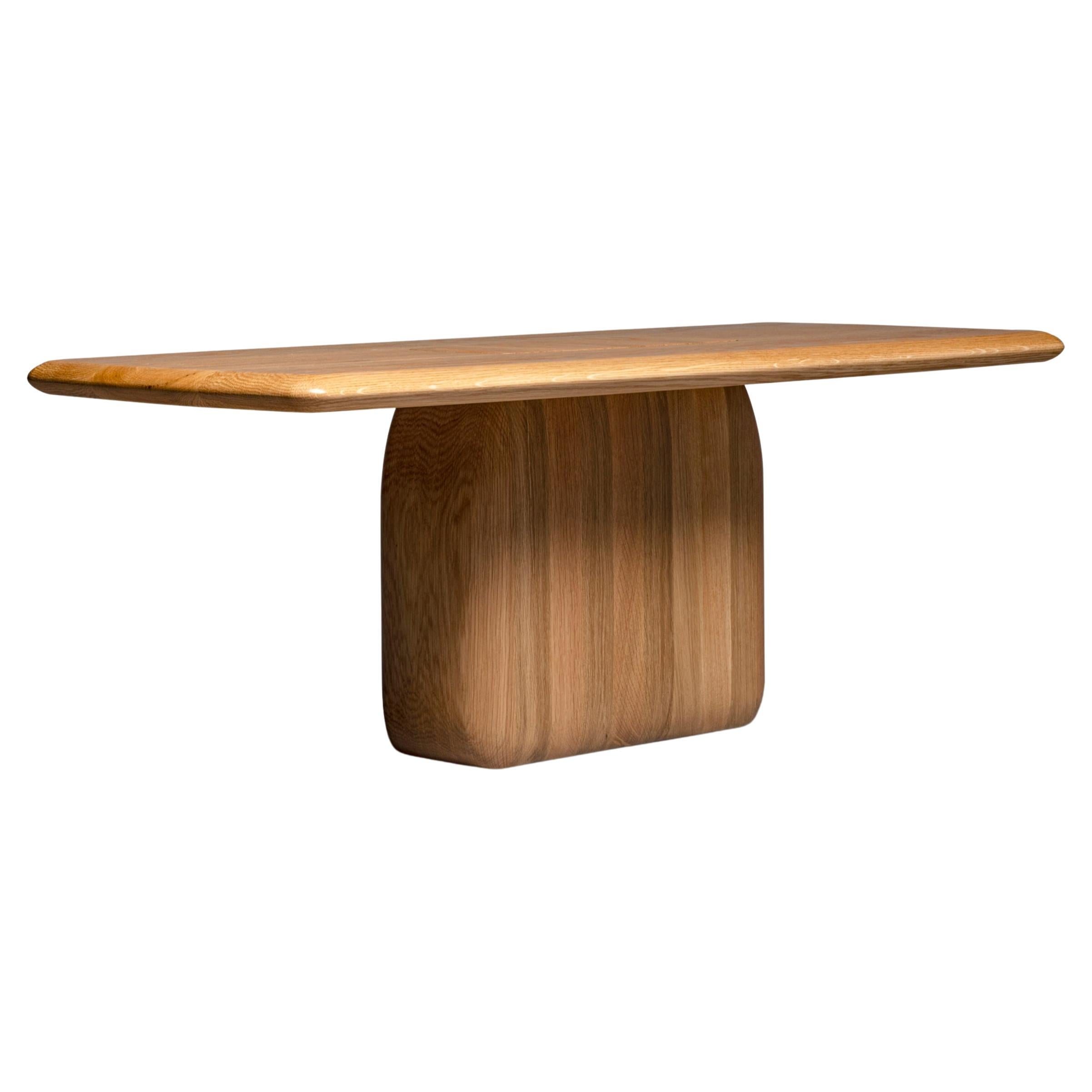 Table basse rectangulaire Bossa, bois de chêne massif naturel, fabriquée à la main par Duistt
