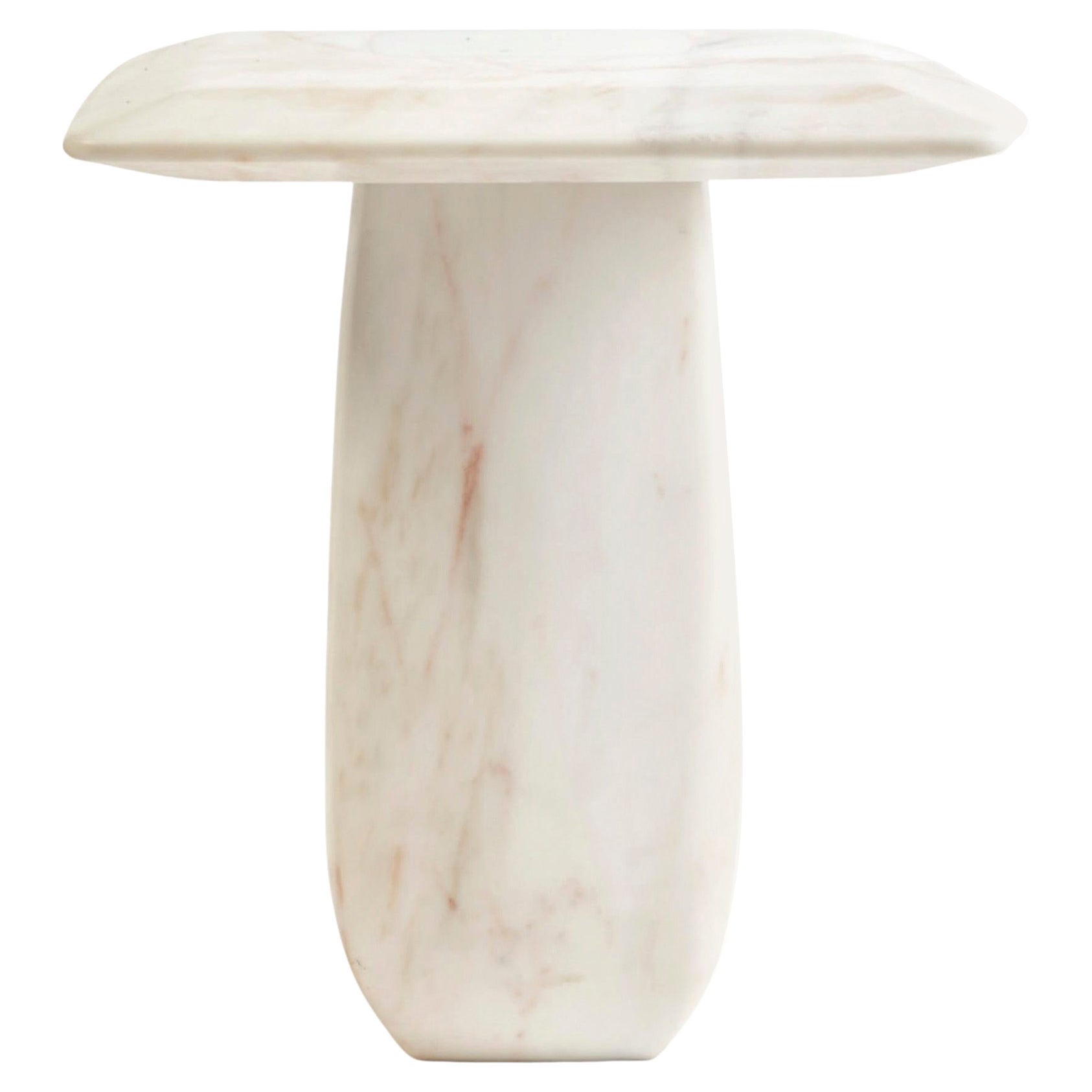 Bossa Side Table, Estremoz Marble, Handcrafted in Portugal by Duistt For Sale