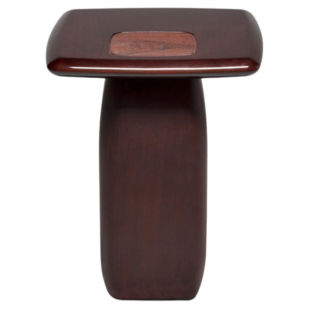 Table d'appoint Bossa en bois massif d'acajou, fait main par Duistt