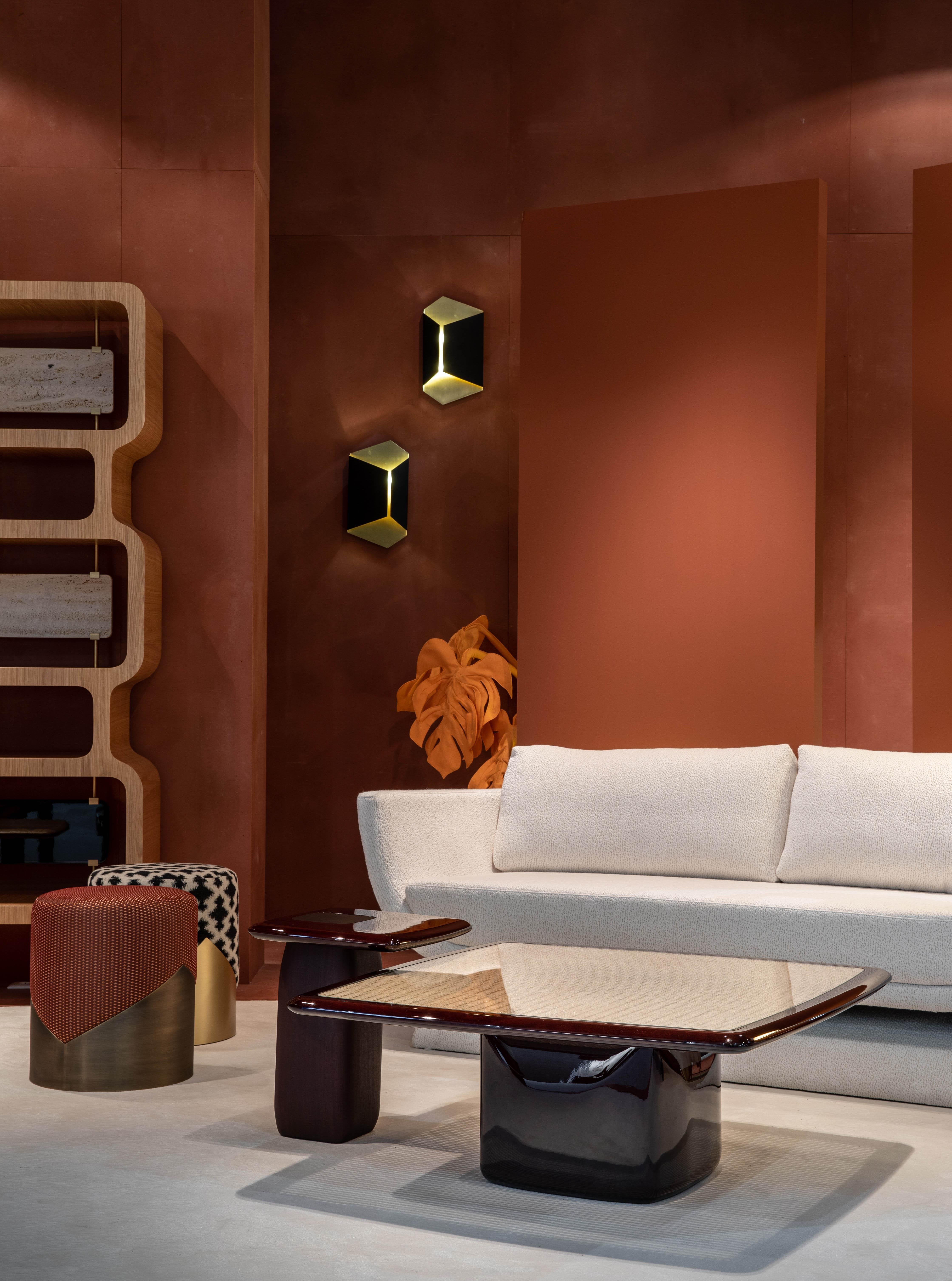 Bossa Square Coffee and Side Table Set, Mahogany Solid Wood, by Duistt