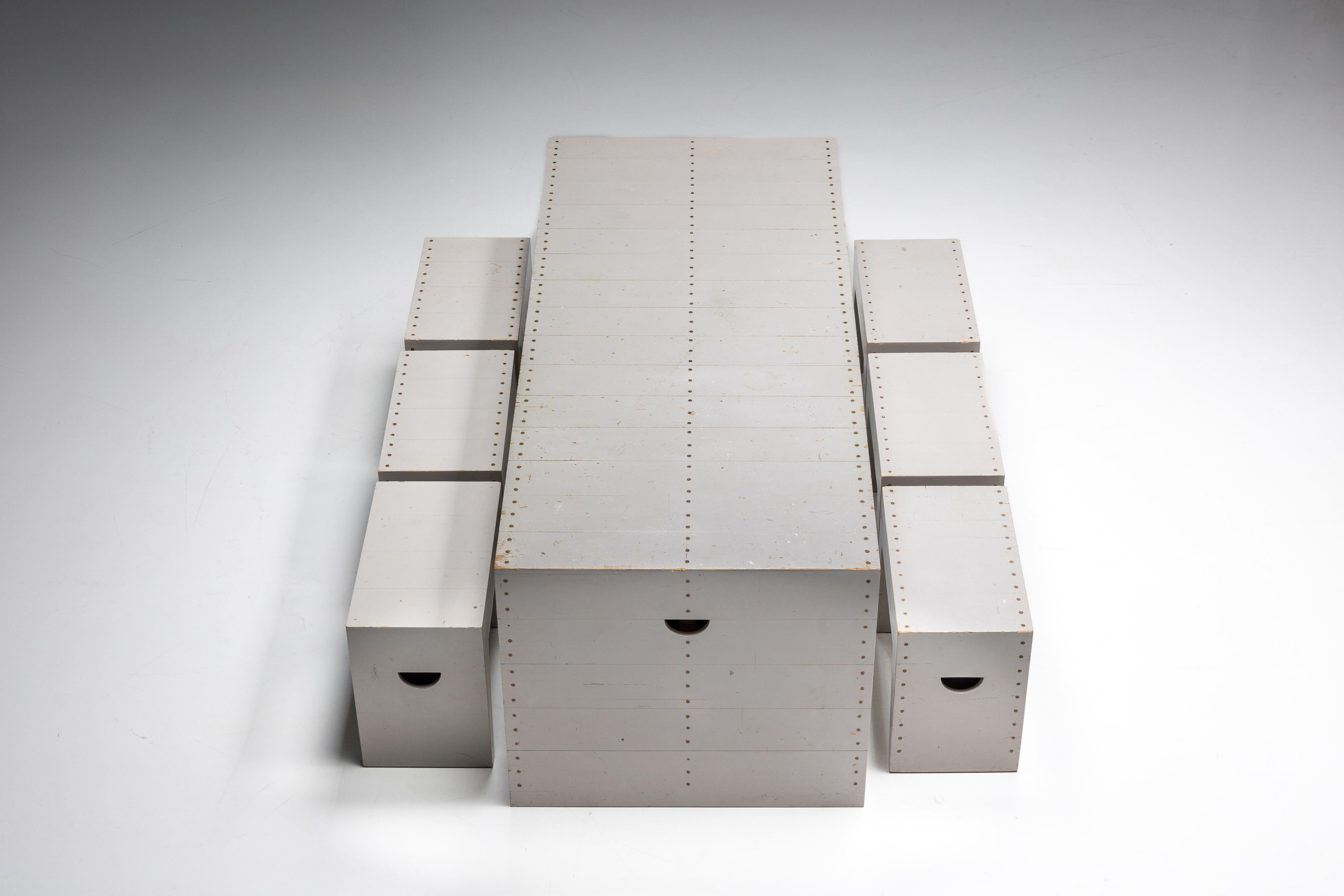 Mid-Century Modern Ensemble de salle à manger de l'école Bossche par Dom Hans van der Laan et Jan de Jong, NL, 1969 en vente