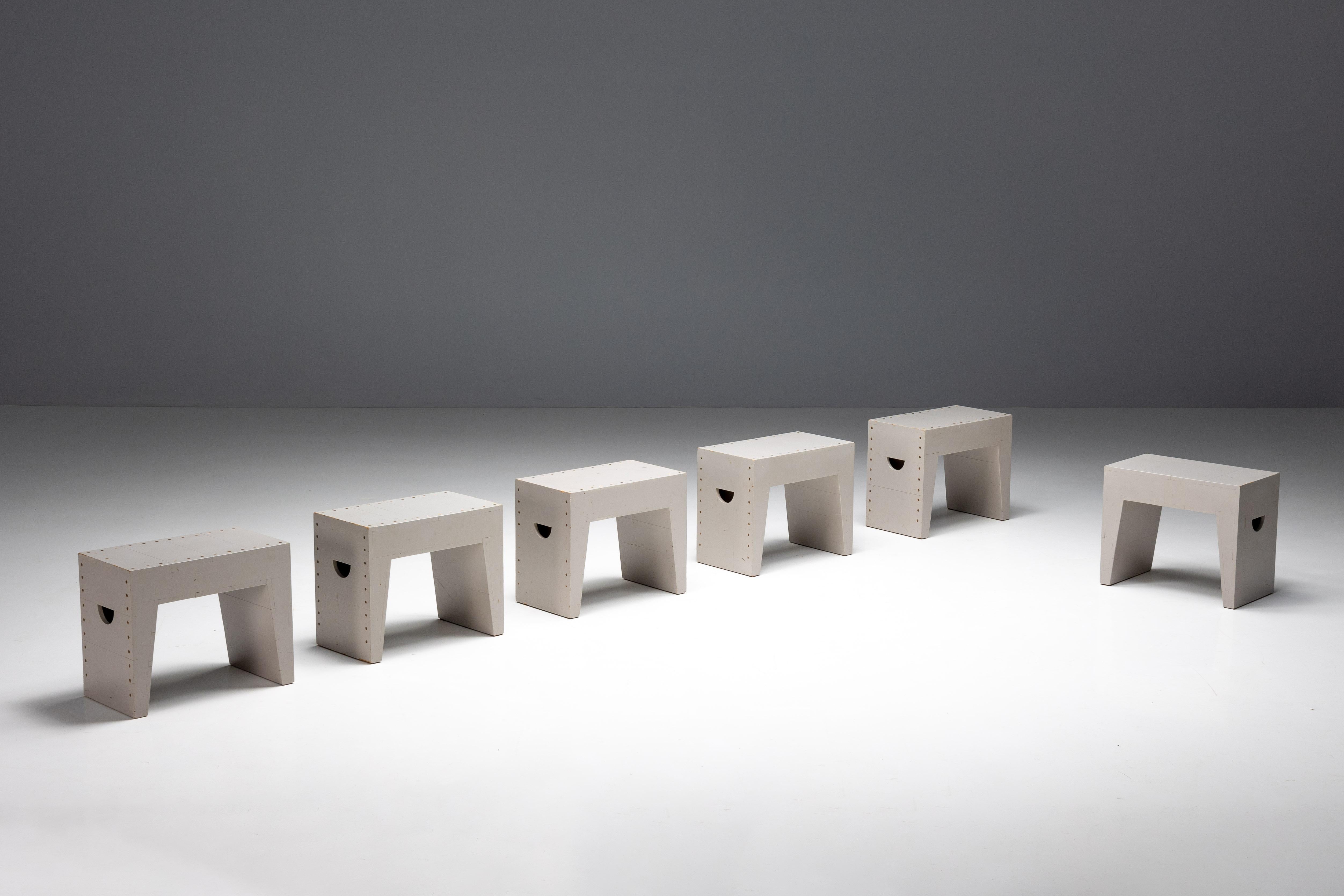 Mid-Century Modern Bossche School Stools by Dom Hans van der Laan & Jan de Jong, Netherlands, 1970s For Sale