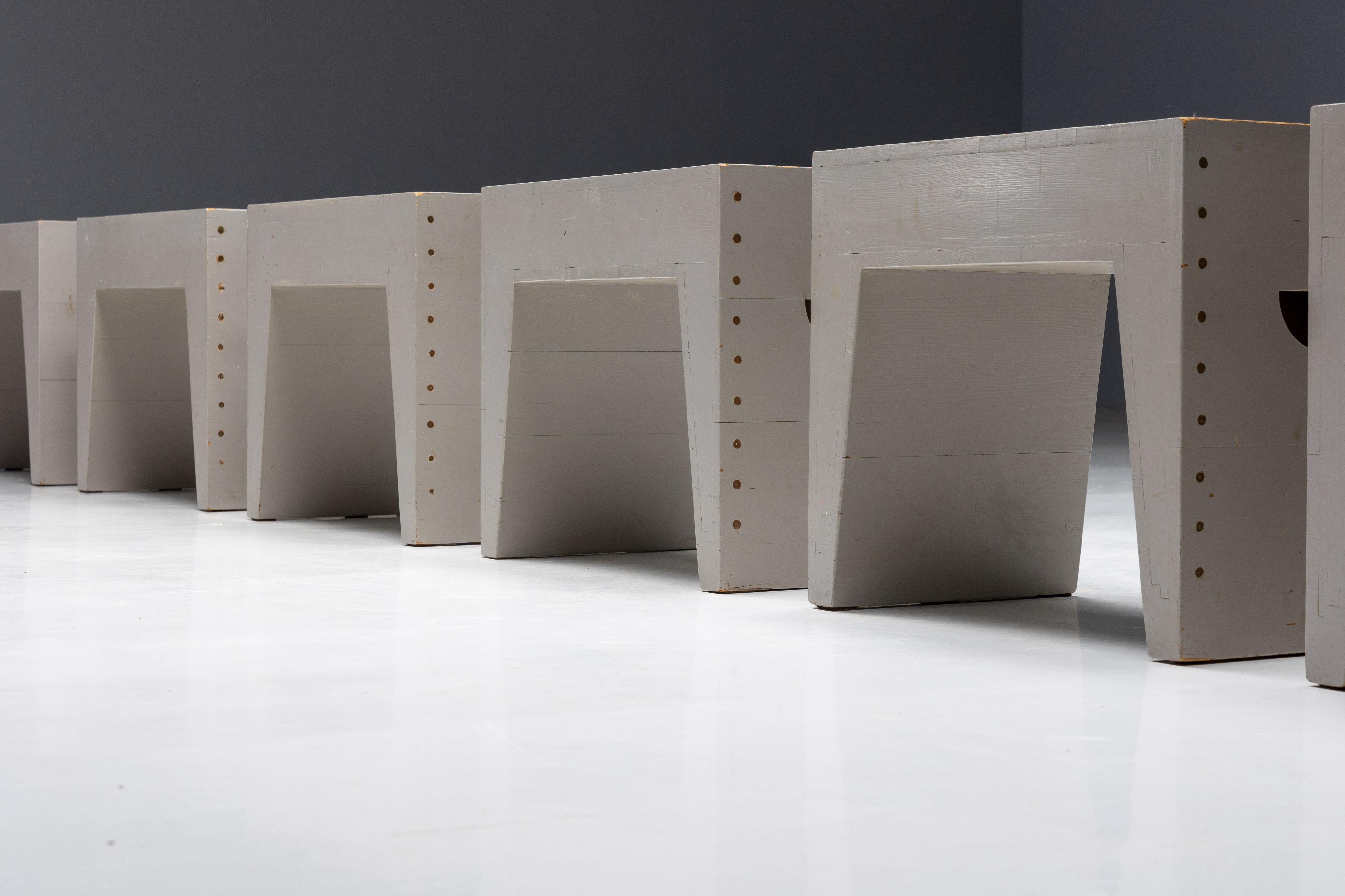 Dutch Bossche School Stools by Dom Hans van der Laan & Jan de Jong, Netherlands, 1970s For Sale