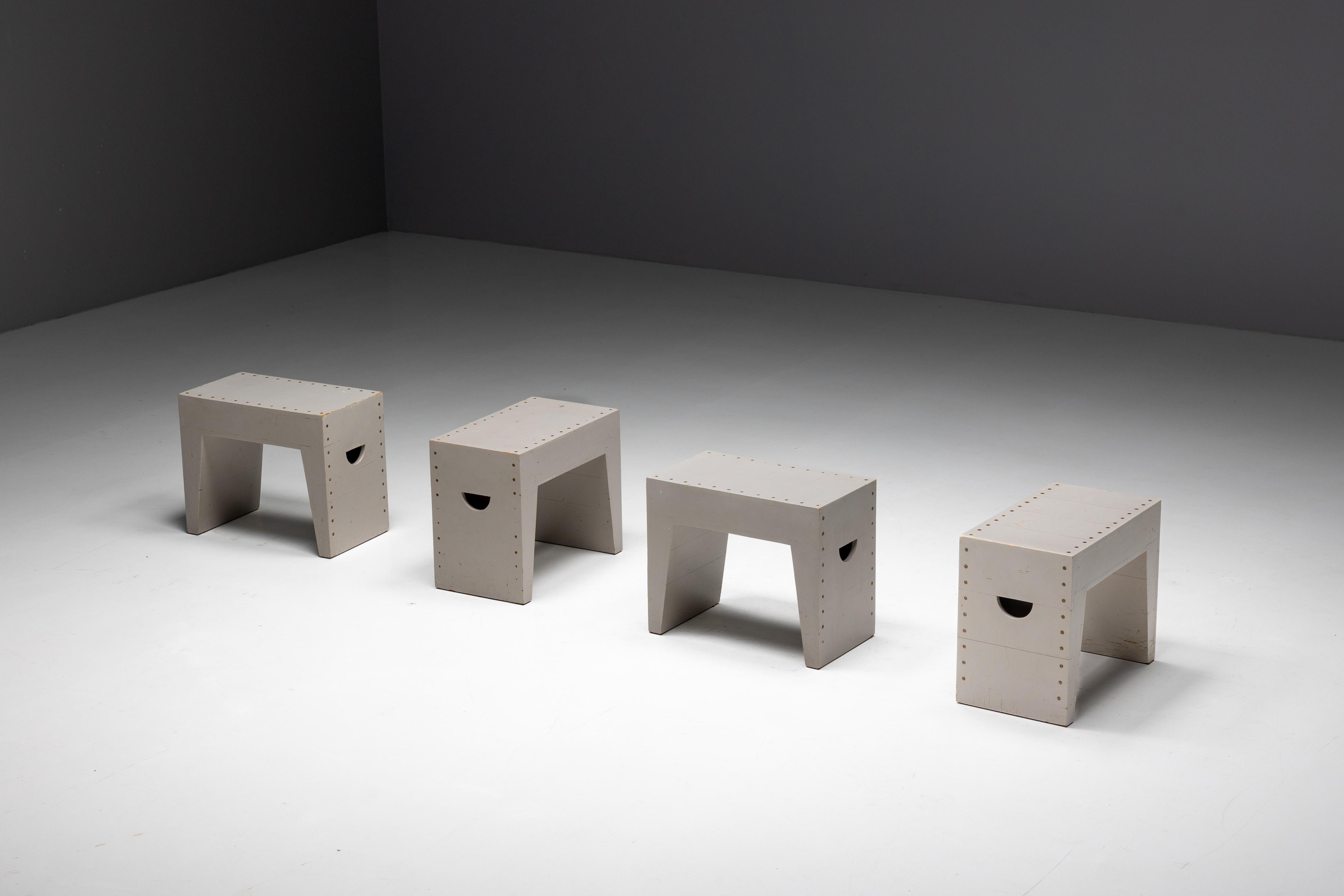 Bossche School Stools by Dom Hans van der Laan & Jan de Jong, Netherlands, 1970s In Excellent Condition For Sale In Antwerp, BE