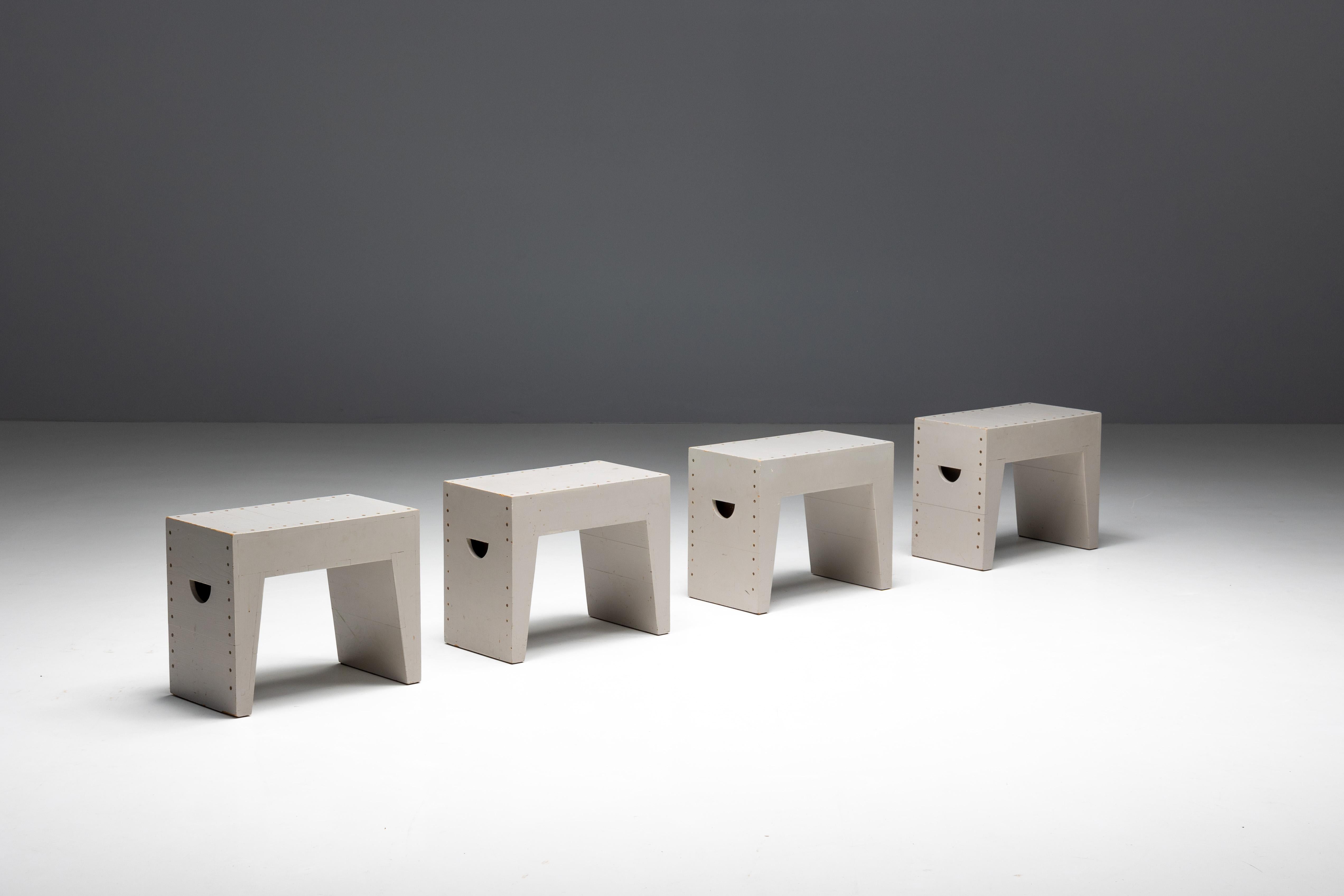 Late 20th Century Bossche School Stools by Dom Hans van der Laan & Jan de Jong, Netherlands, 1970s For Sale