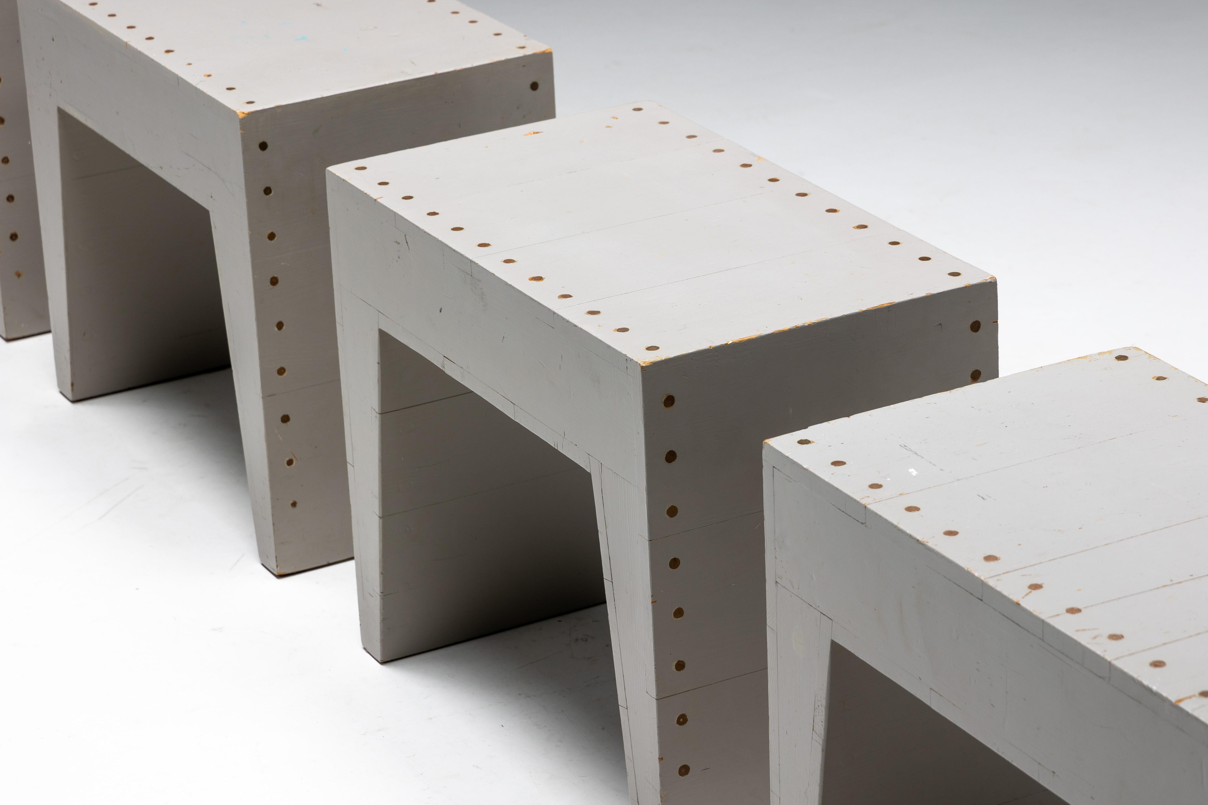 Wood Bossche School Stools by Dom Hans van der Laan & Jan de Jong, Netherlands, 1970s For Sale