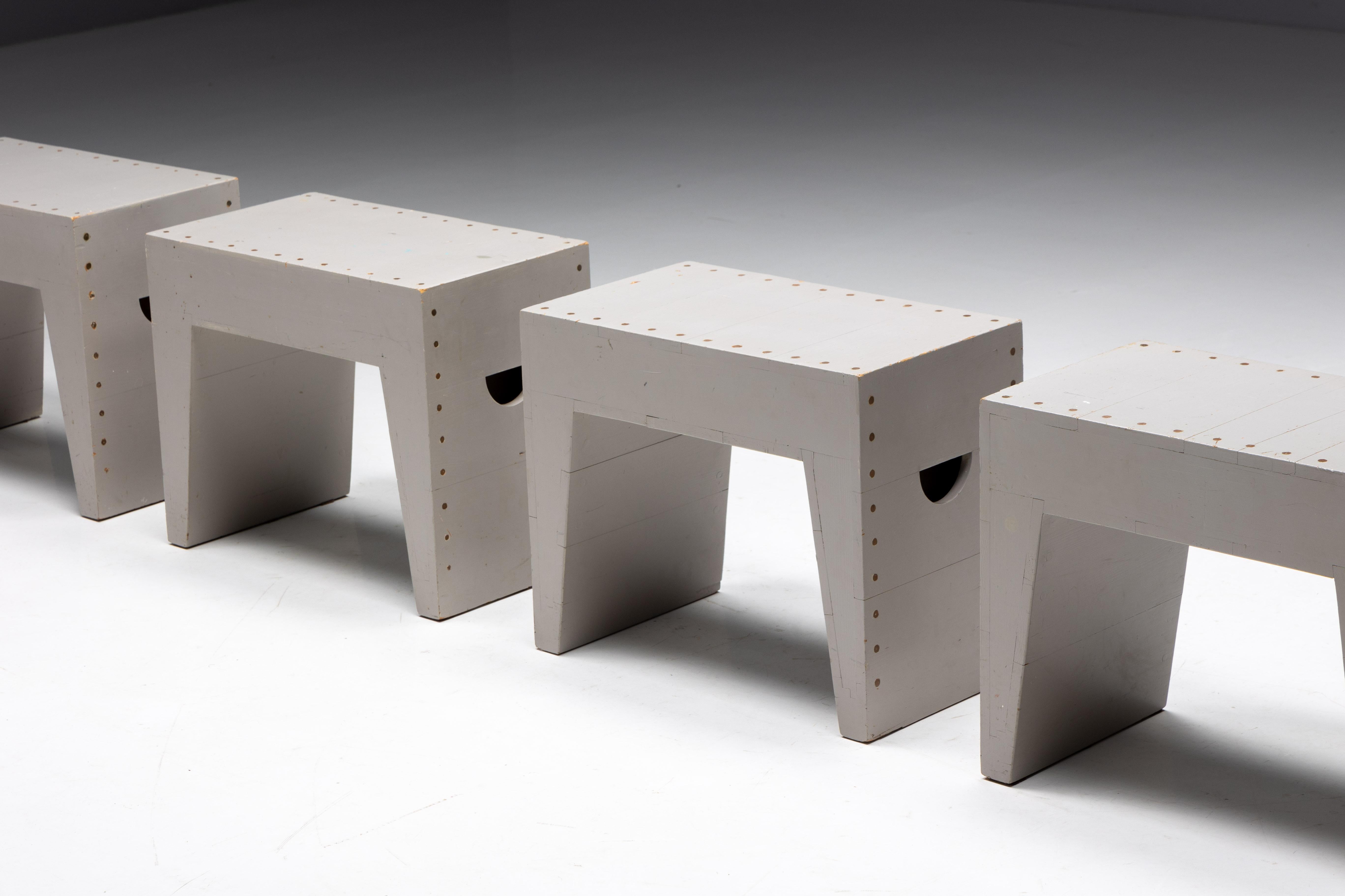 Bossche School Stools by Dom Hans van der Laan & Jan de Jong, Netherlands, 1970s For Sale 2