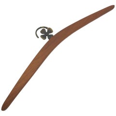 Bosse Baller Teak Wood and Metal Lucky Clover Coat Hanger Vienna, Austria, 1950s
