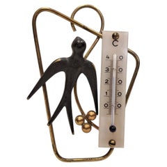 Bosse / Baller Vienna: Swallow Thermometer – Brass & Black Patina, ca. 1950s