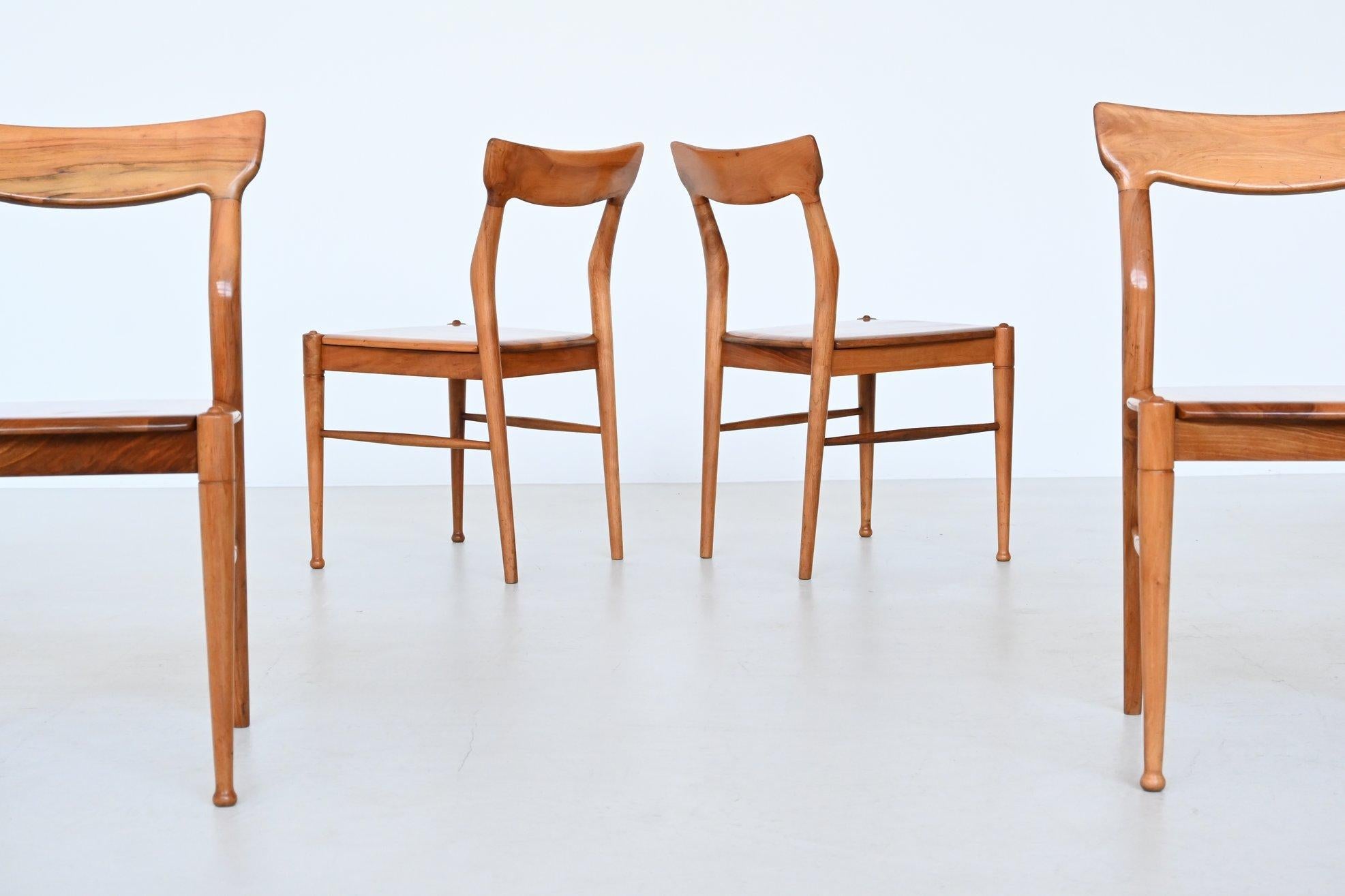 Bosteels Meubelen sculptural dining chairs in walnut Belgium 1960 For Sale 5