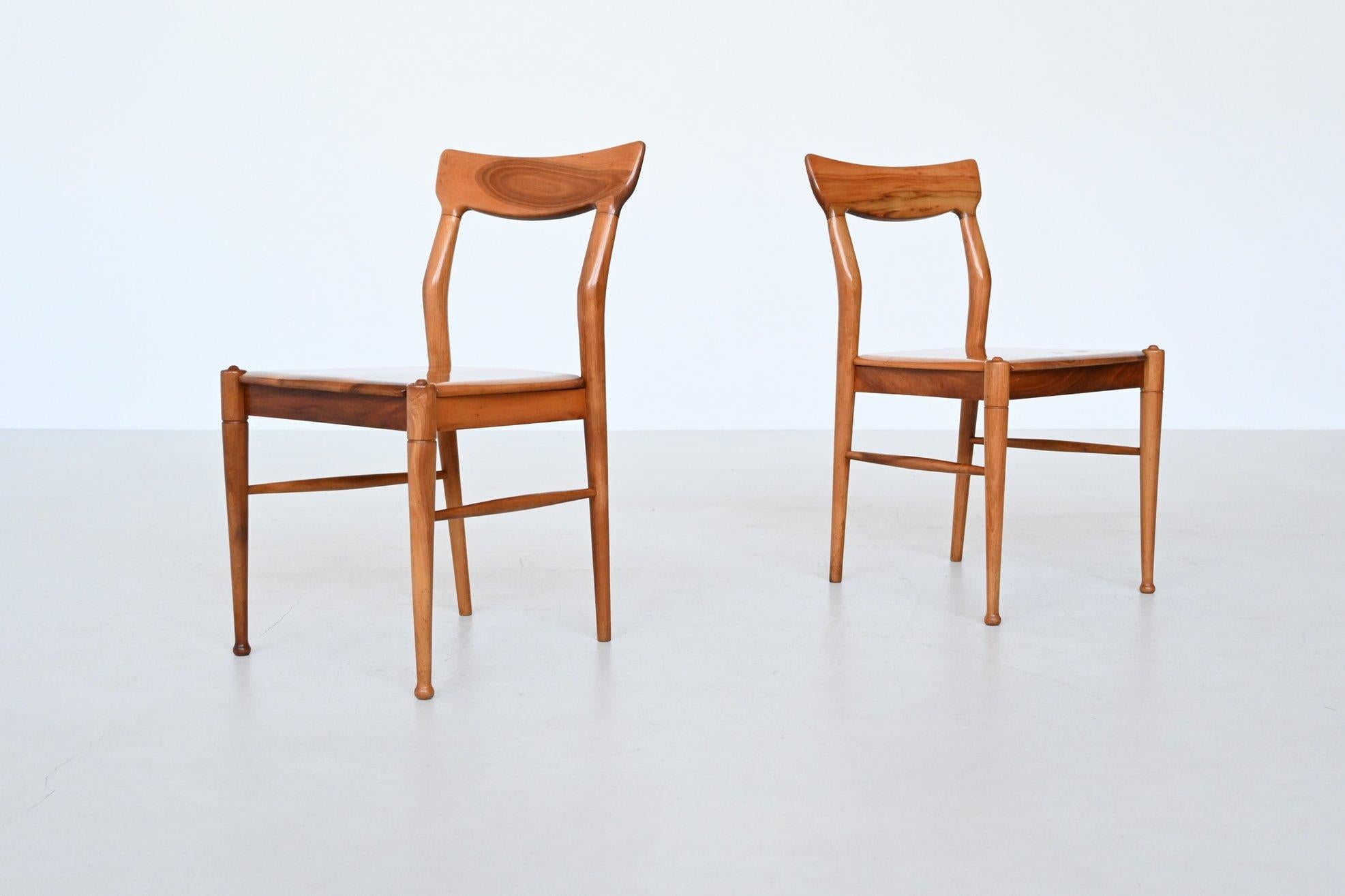 Bosteels Meubelen sculptural dining chairs in walnut Belgium 1960 For Sale 6