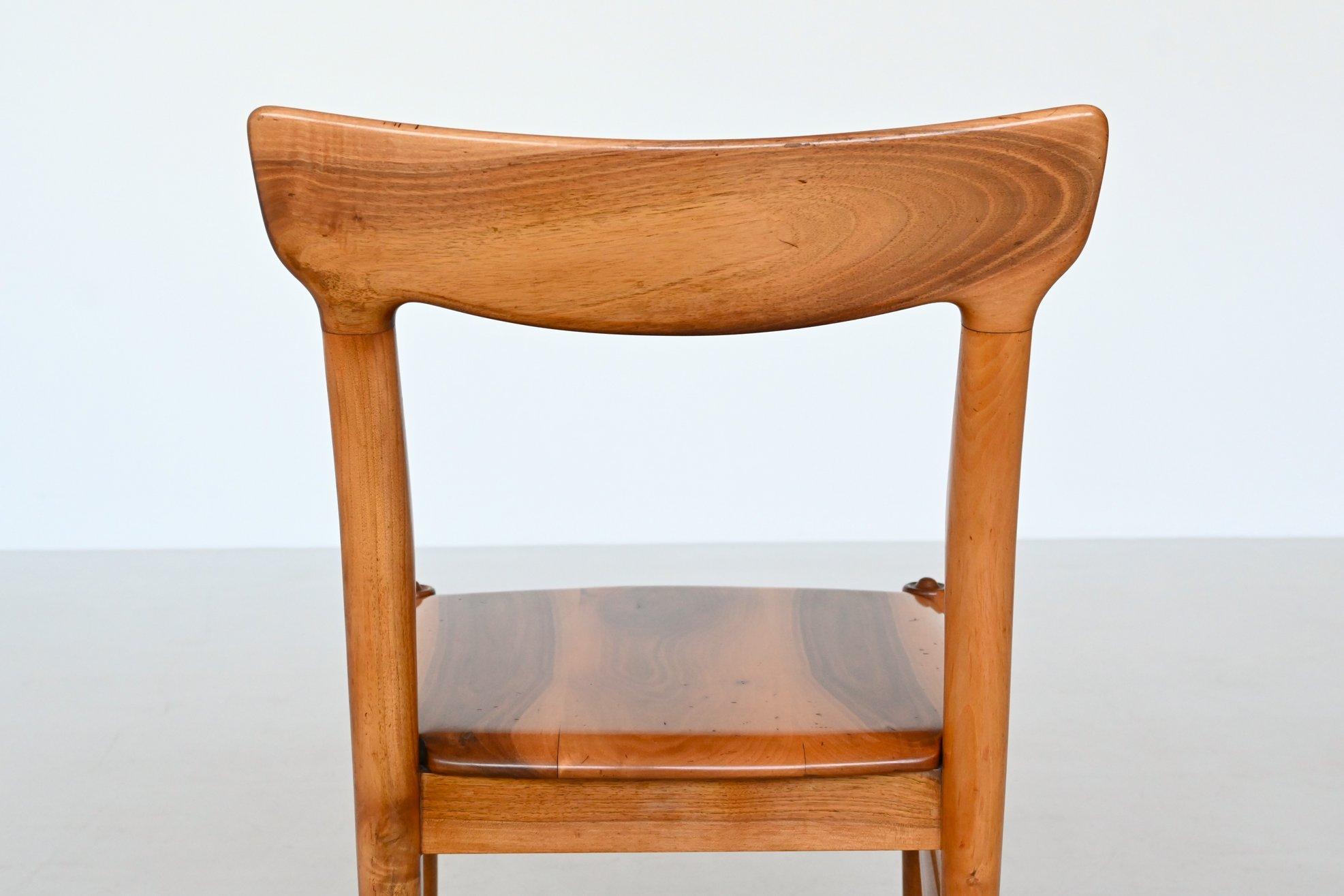 Bosteels Meubelen sculptural dining chairs in walnut Belgium 1960 For Sale 12
