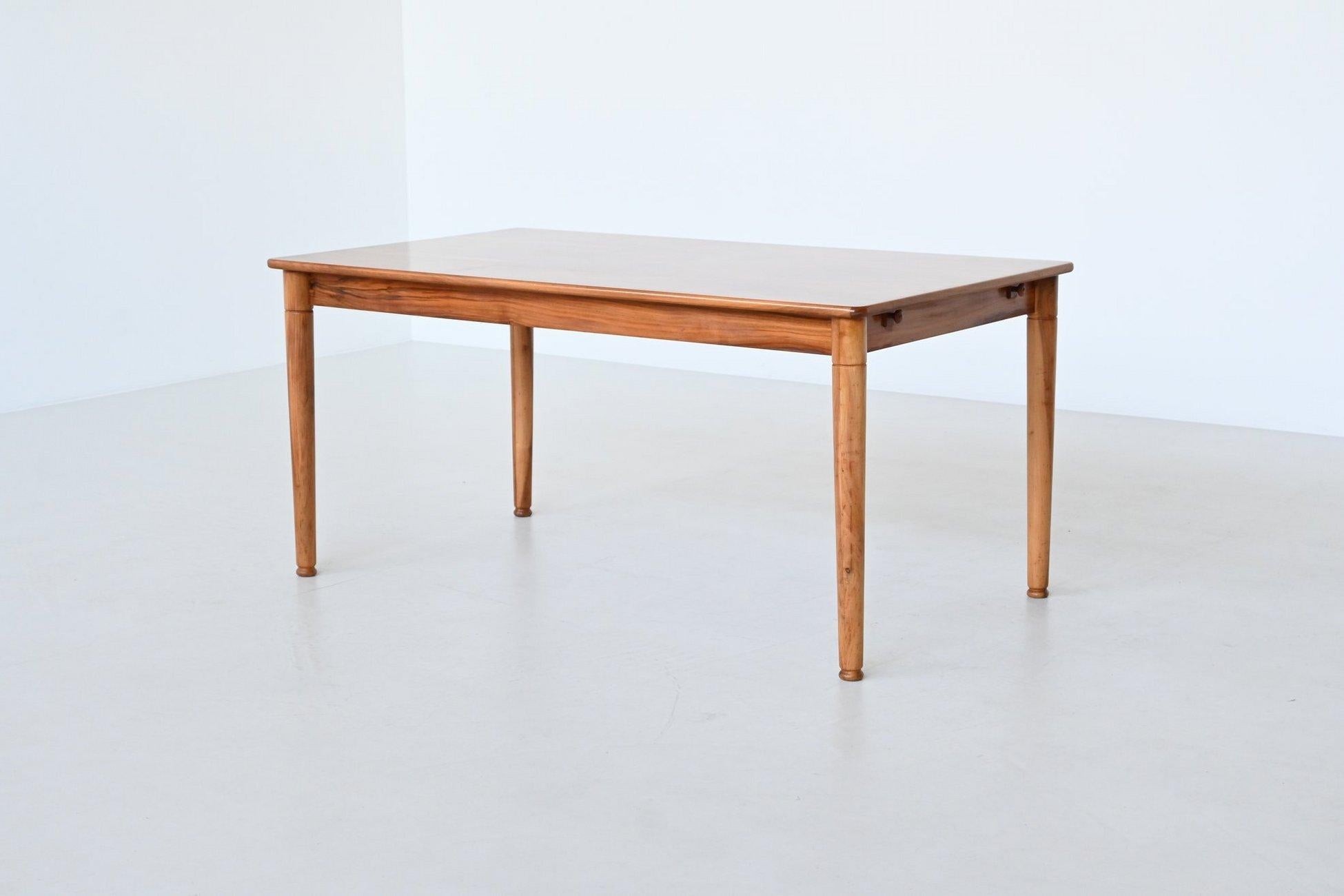 Belgian Bosteels Meubelen sculptural dining table walnut Belgium 1960