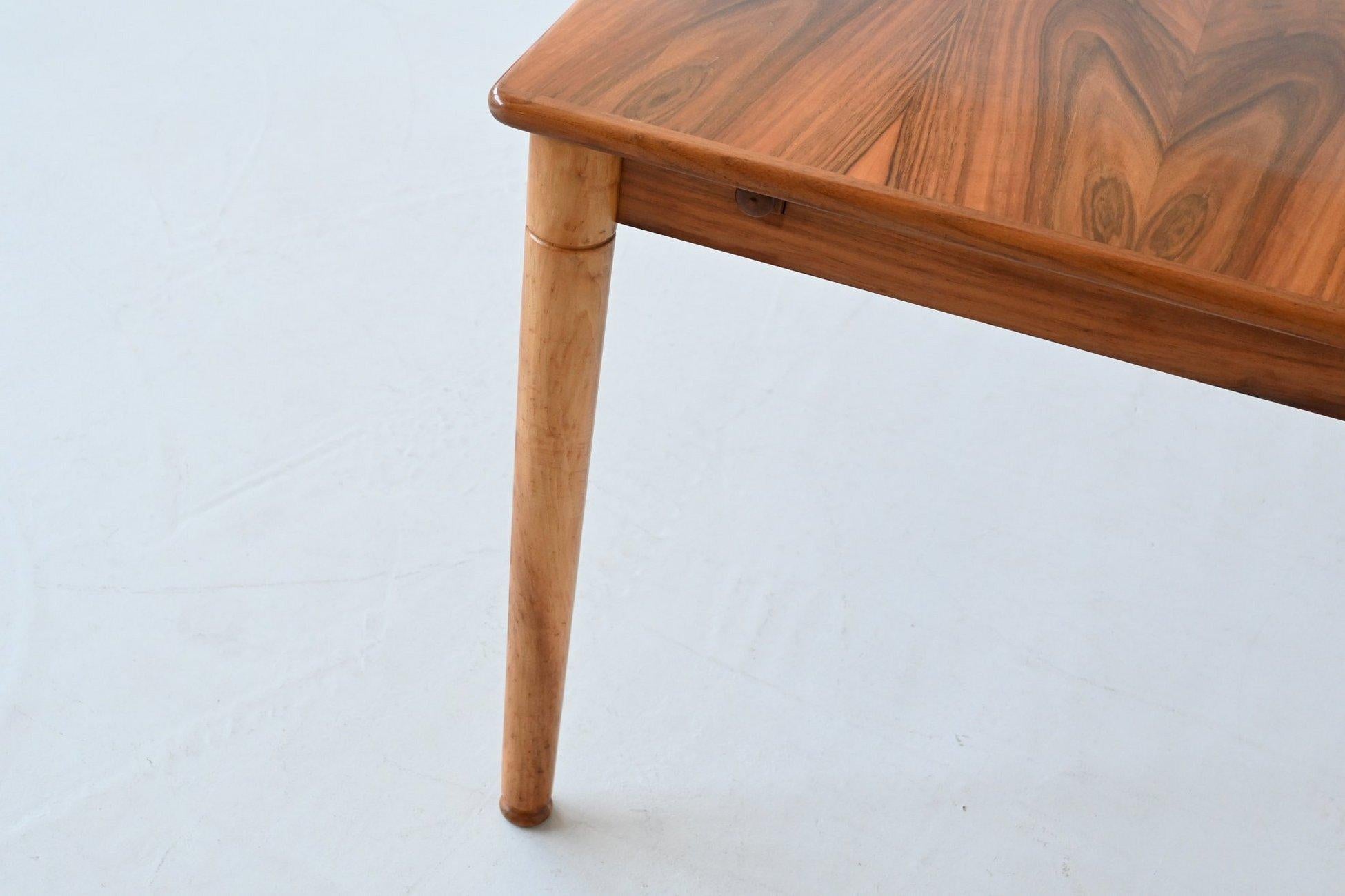 Walnut Bosteels Meubelen sculptural dining table walnut Belgium 1960