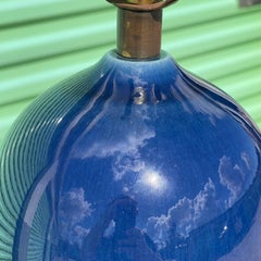 Bostlund Blue Glazed Danish Ceramic Table Lamp