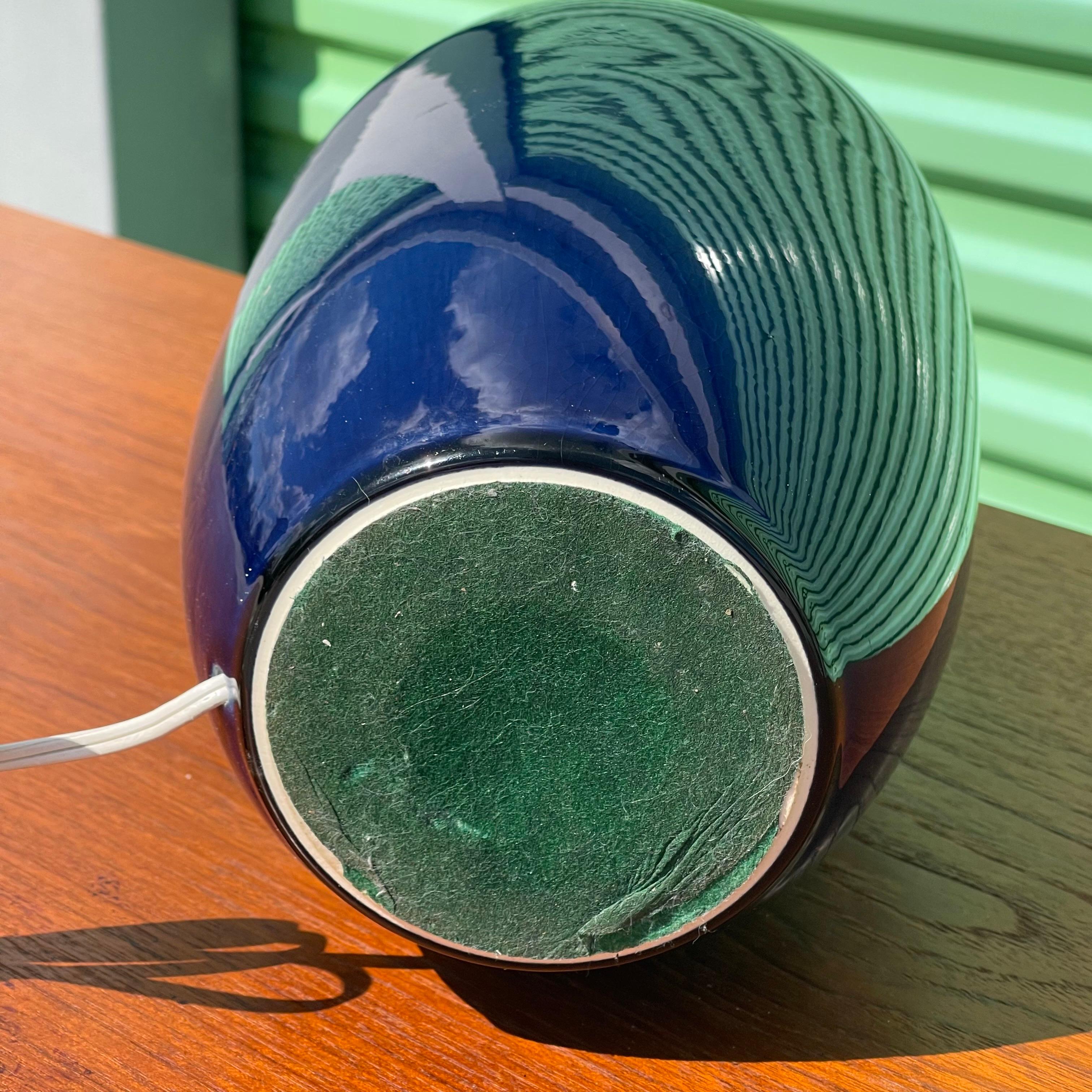 Bostlund Blue Glazed Danish Ceramic Table Lamp For Sale 2