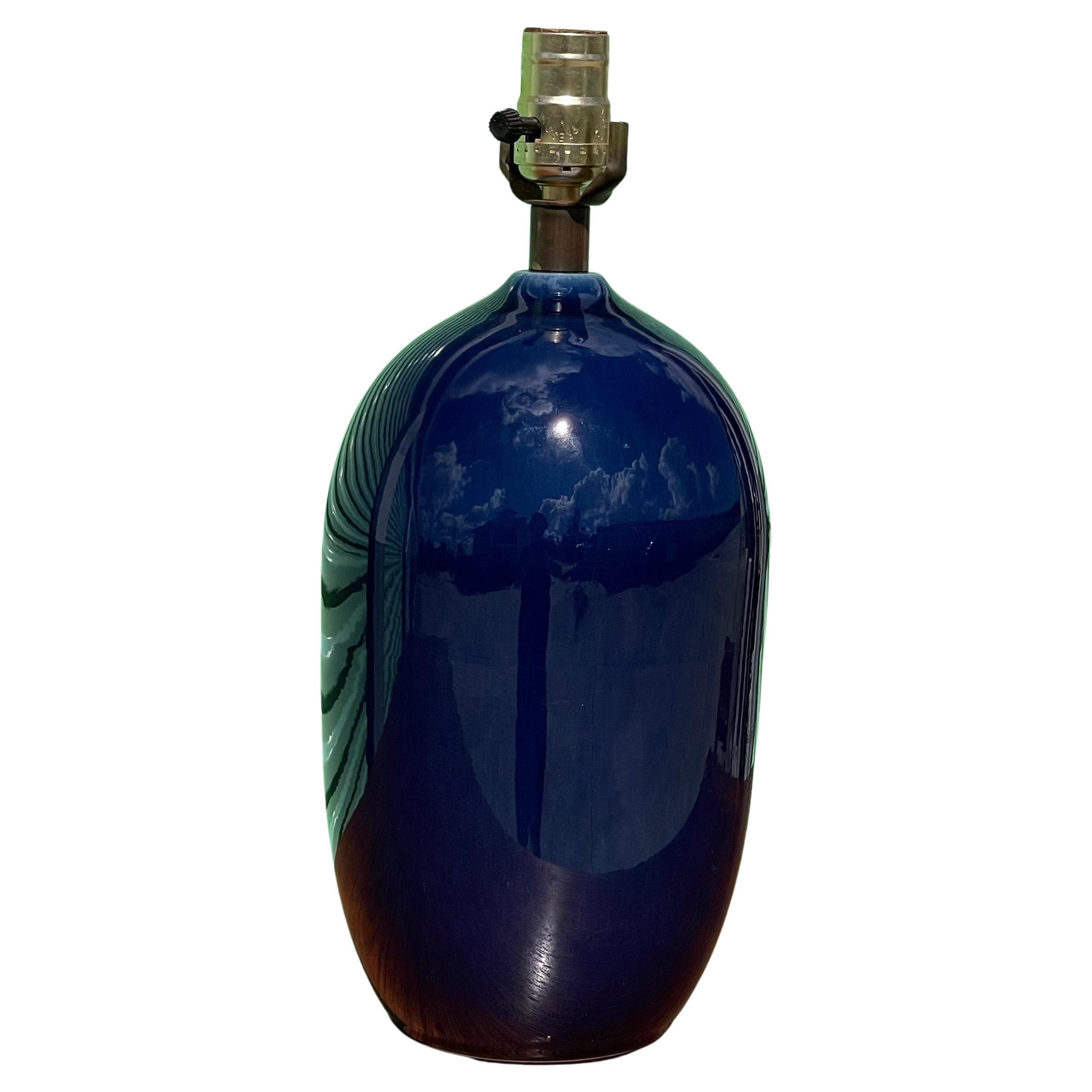Bostlund Blue Glazed Danish Ceramic Table Lamp For Sale