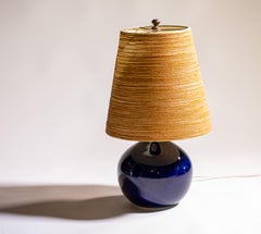 Bostlund Lotte Cobalt Blue Lamp with original string shade mid century modern