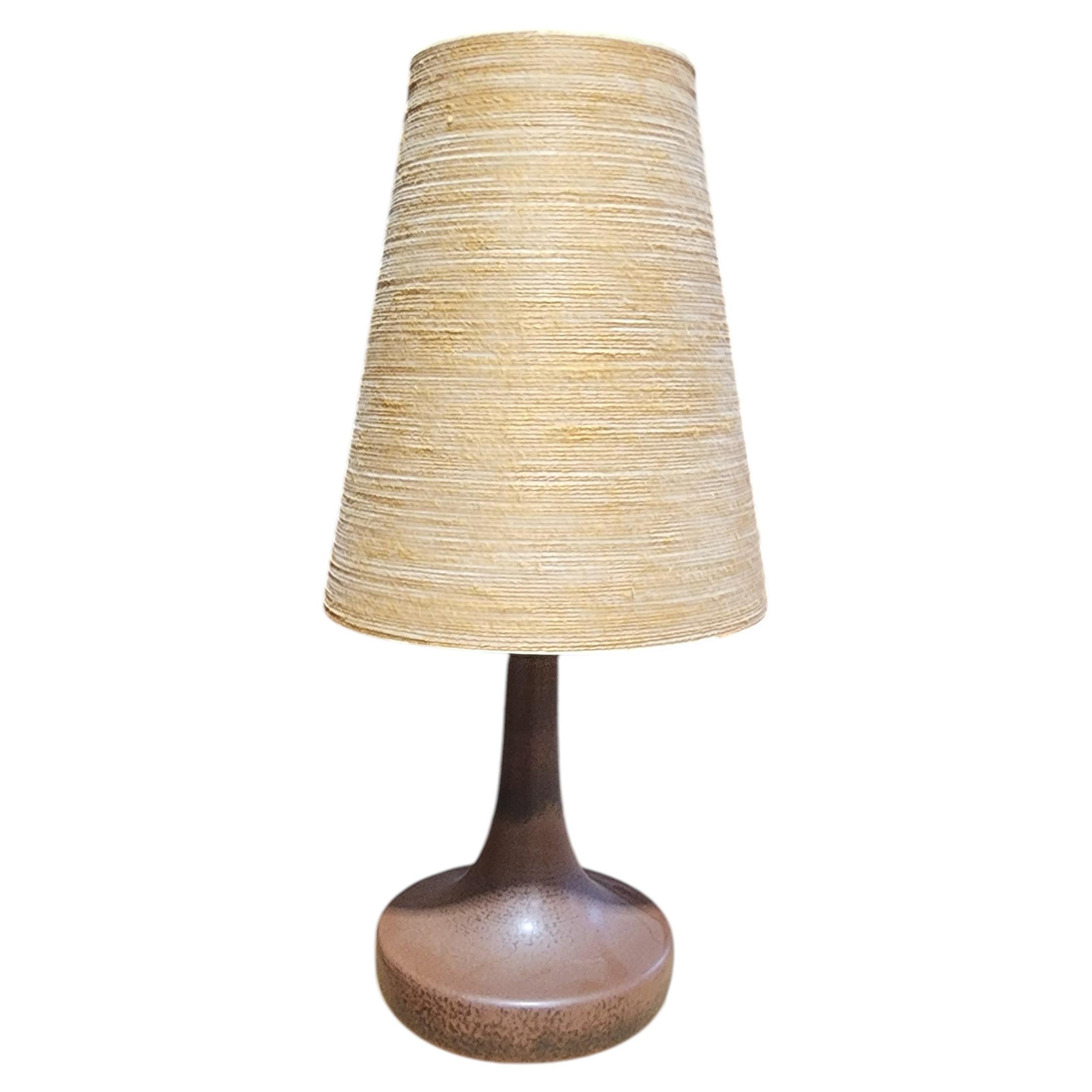 Bostlund Mid-Century Ceramic Lamp with Original Fiberglass Shade