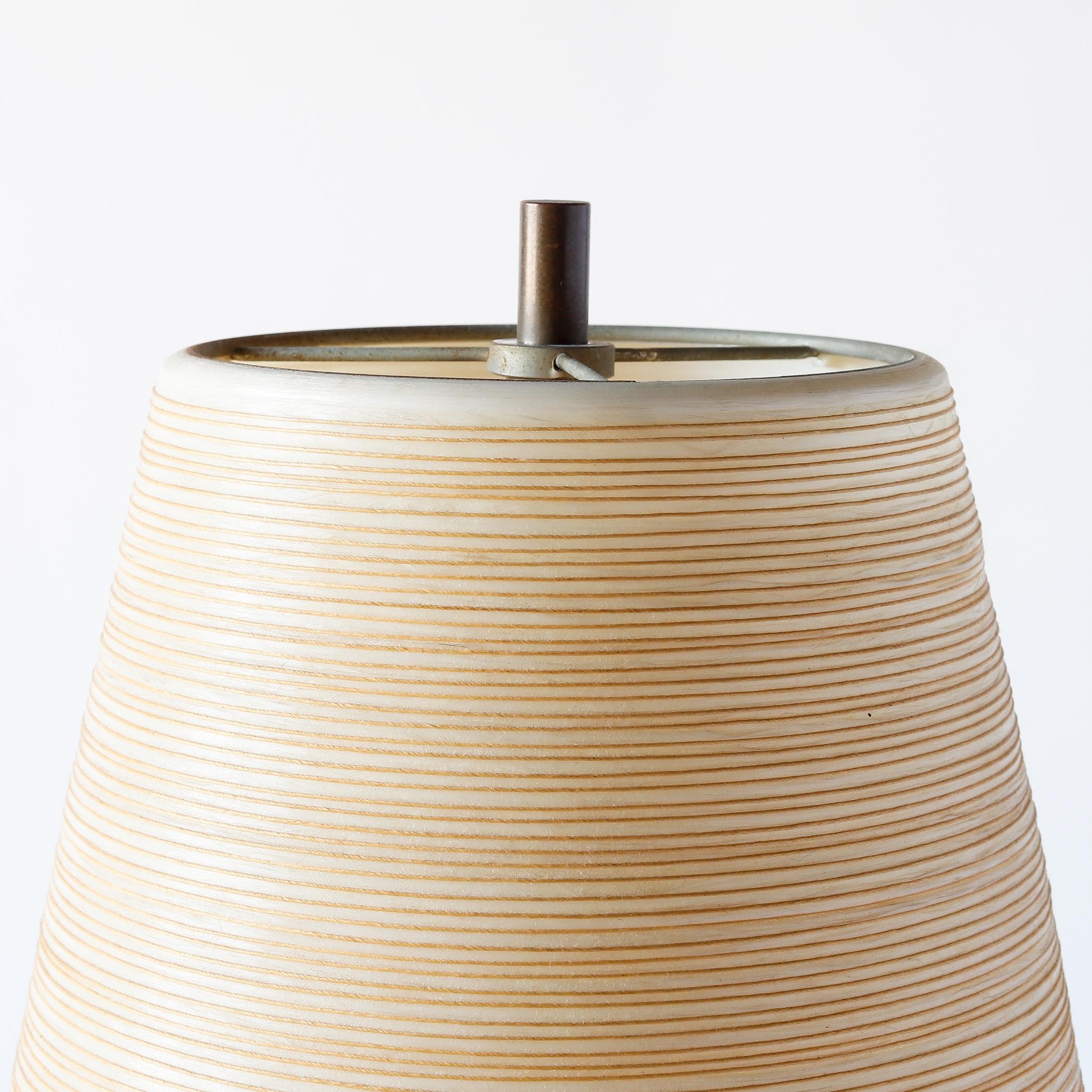 Bostlund Small Yellow Ceramic Lamp, Original Fiberglass Shade, Danish Modern 2
