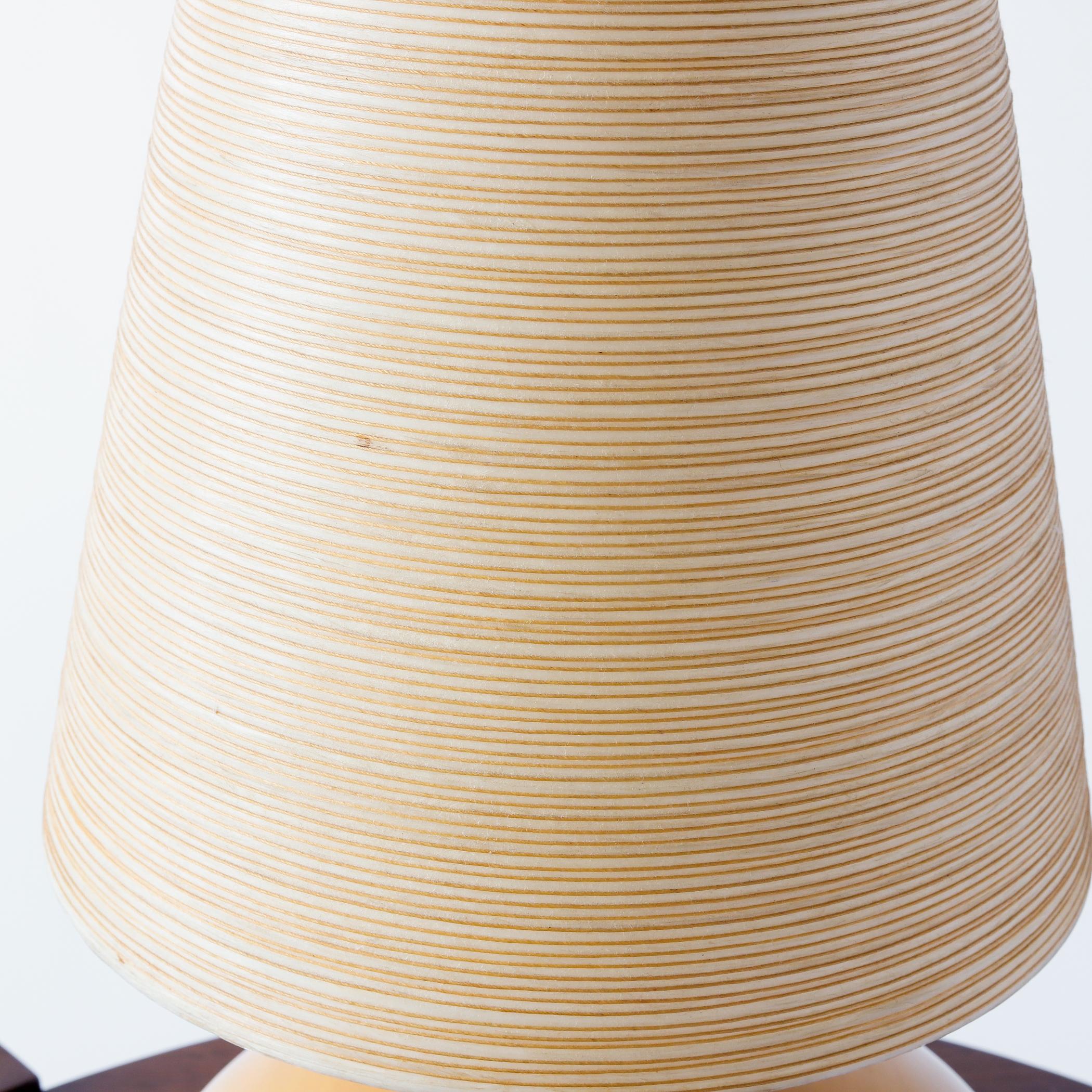 Bostlund Small Yellow Ceramic Lamp, Original Fiberglass Shade, Danish Modern 4
