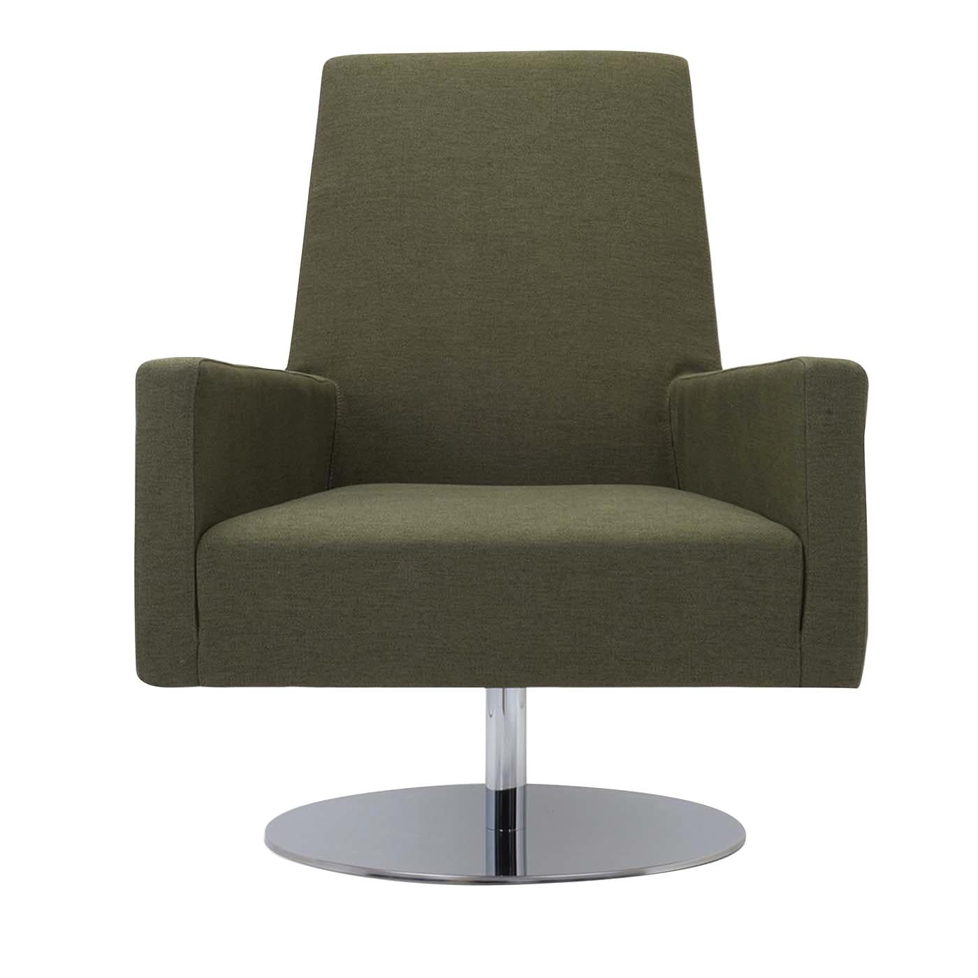 Boston Green Swivel Armchair with Tall Back