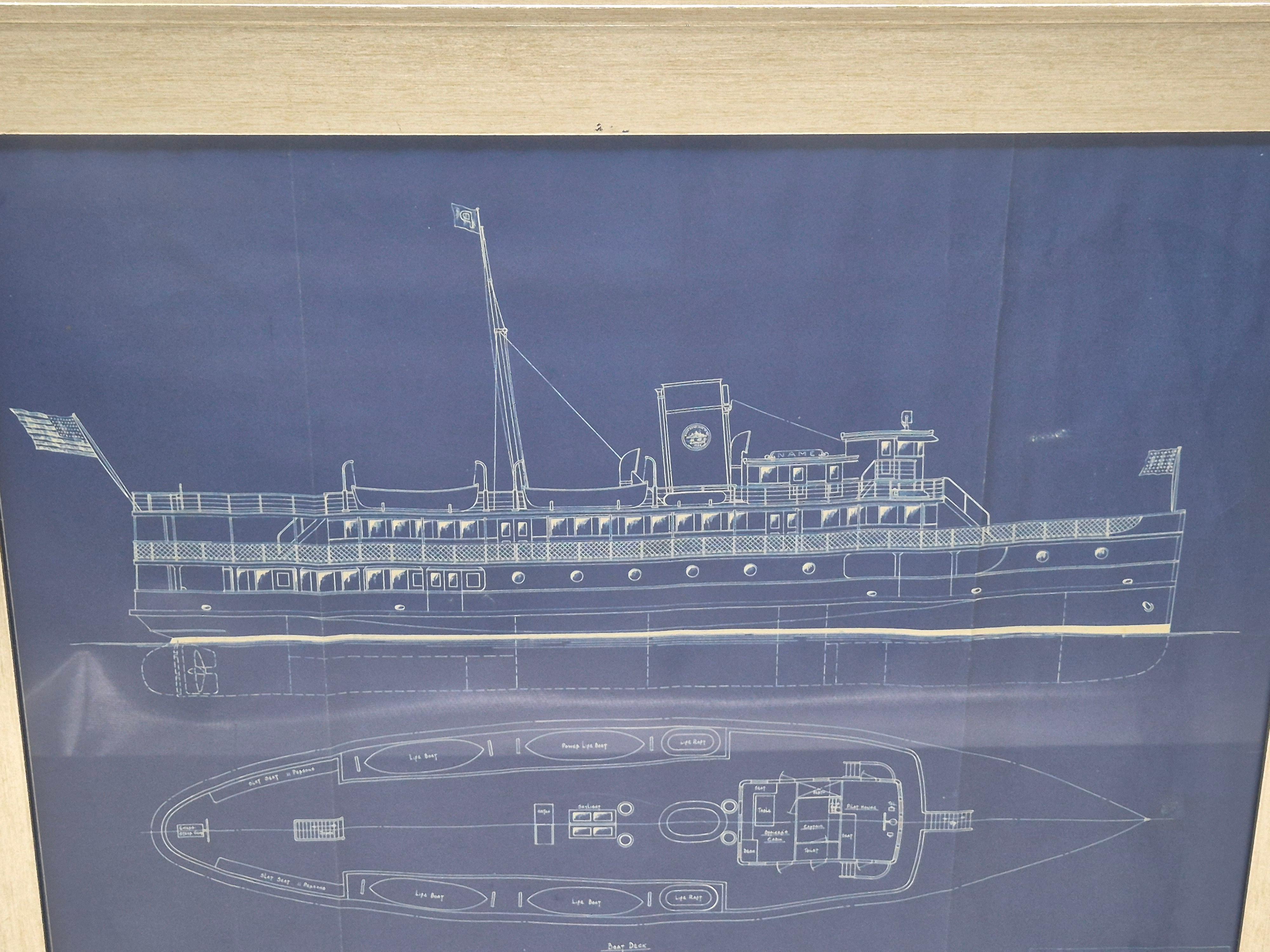 Plan du ferry à vapeur du port de Boston Construit par Eldredge McInnis Bon état - En vente à Norwell, MA