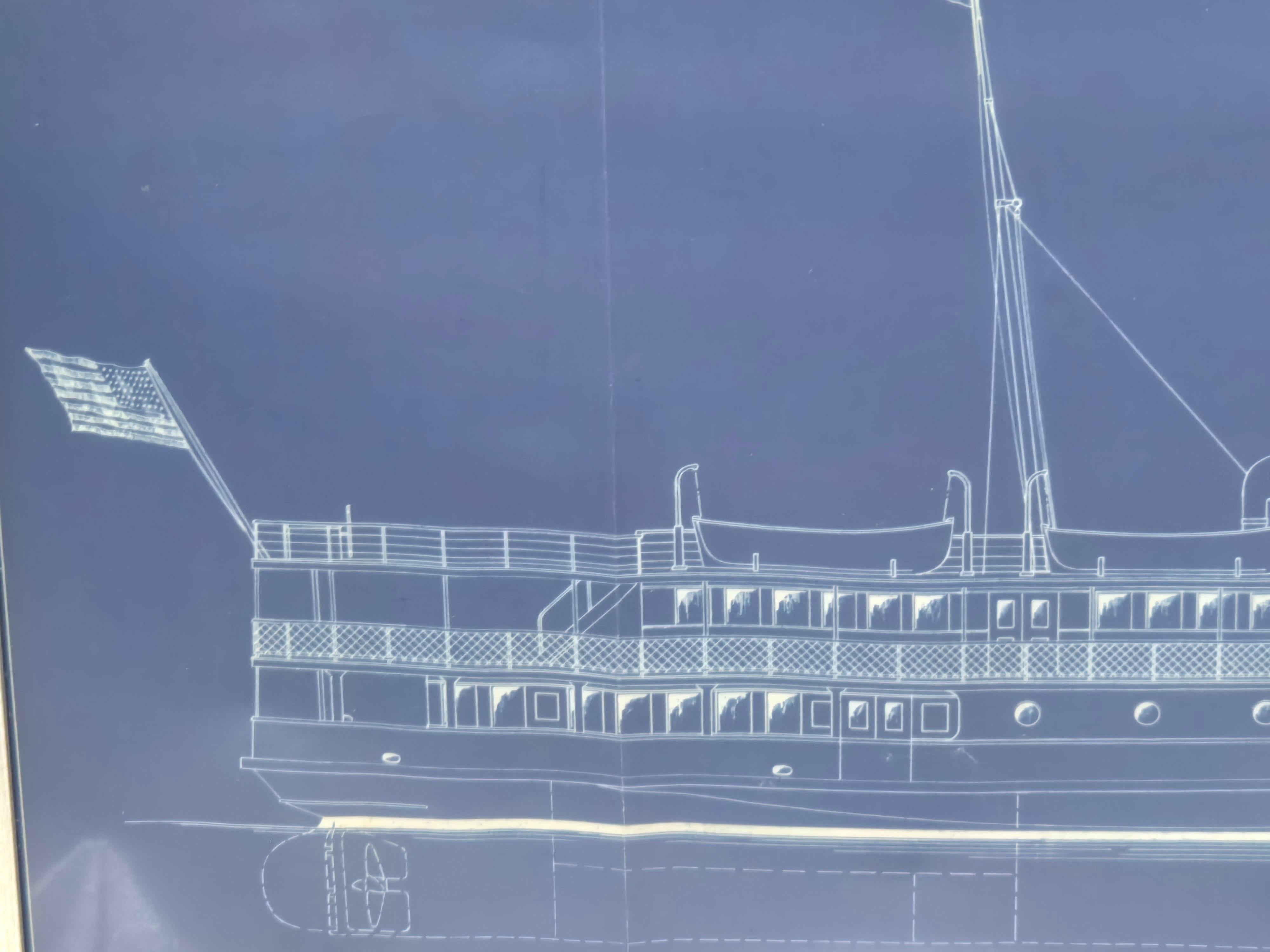 Milieu du XXe siècle Plan du ferry à vapeur du port de Boston Construit par Eldredge McInnis en vente