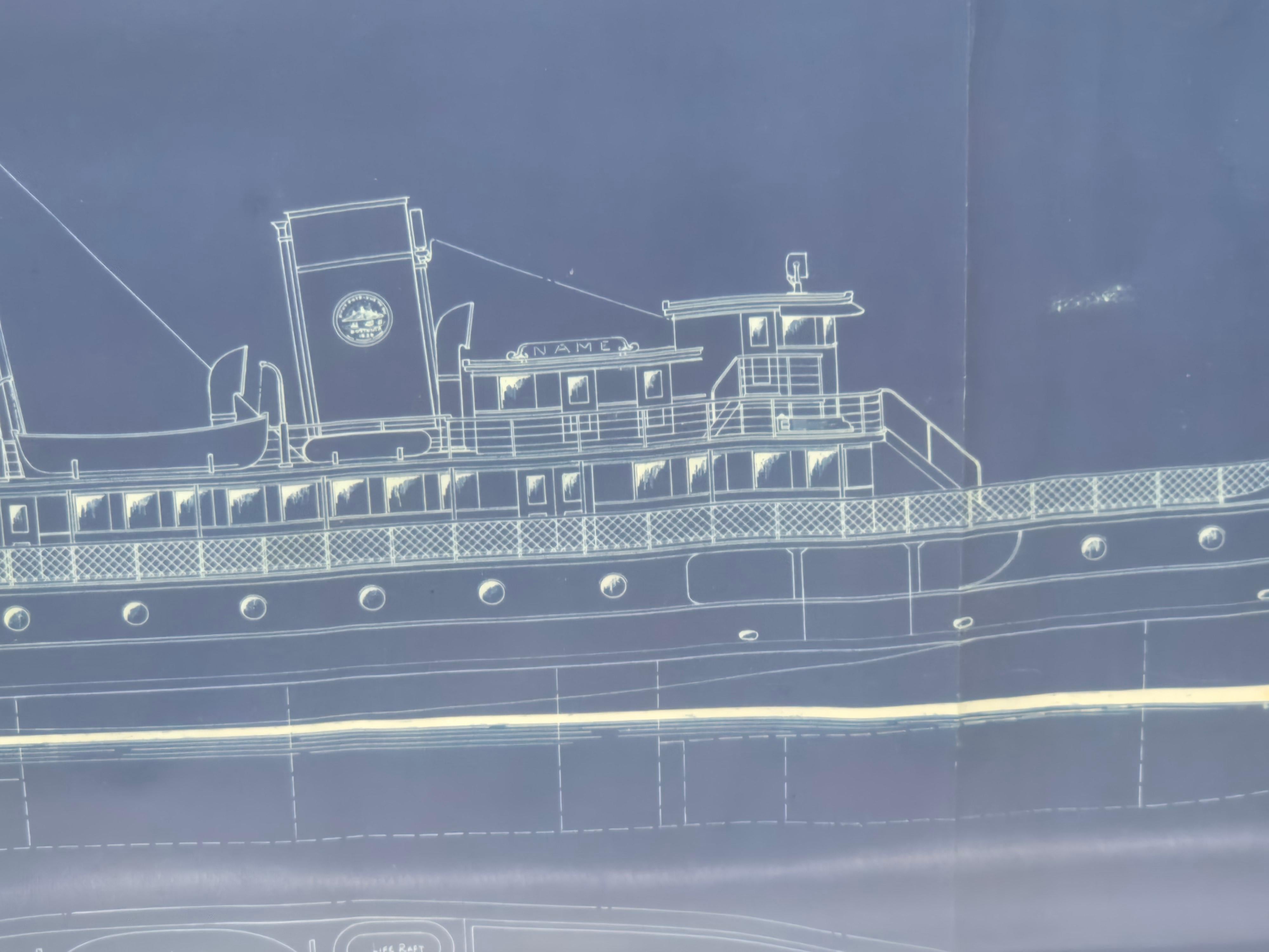 Papier Plan du ferry à vapeur du port de Boston Construit par Eldredge McInnis en vente