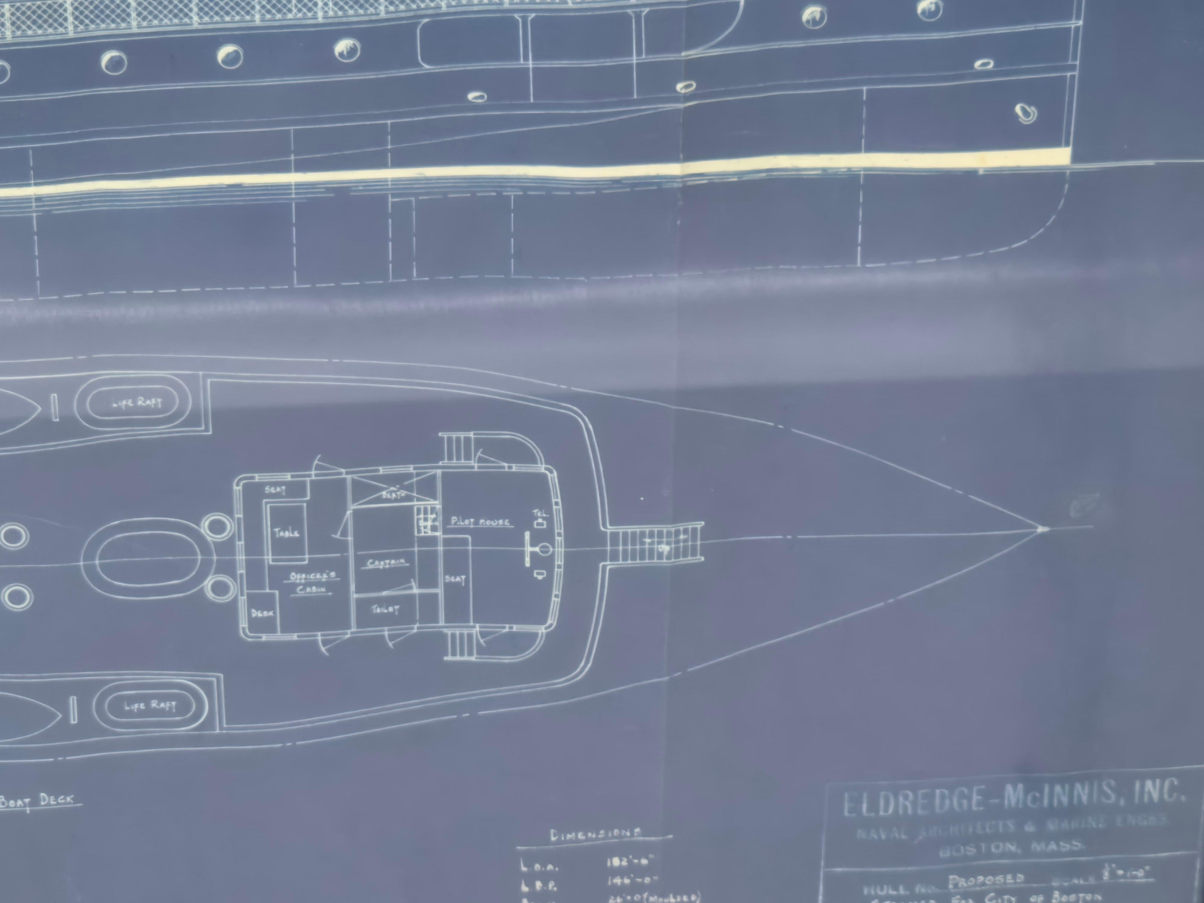 Plan du ferry à vapeur du port de Boston Construit par Eldredge McInnis en vente 1