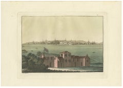 Boston Harbor View from Castle William, Hand-Colored Aquatint by Fumagalli, 1827