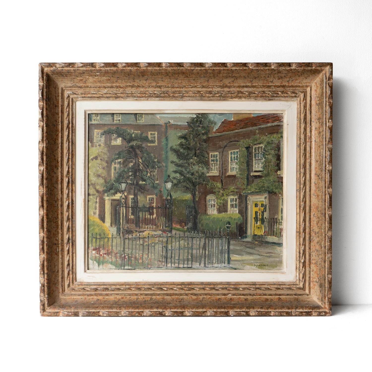 ‘BOSTON HOUSE, CHISWICK SQUARE, LONDON’, ORIGINAL OIL ON CANVAS PAINTING BY SYDNEY JOSEPH IREDALE (1896-1967)
Depicting an evocative scene of a leafy London square with grey brick houses and iron gates.

Painted in a loose, familiar style expertly