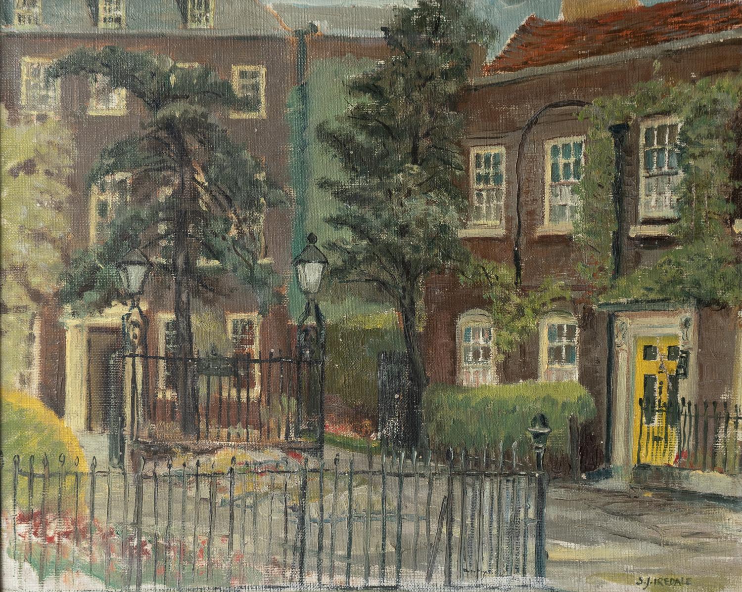 London Street Landscape, Original Vintage Oil Painting By Sydney Joseph Iredale In Good Condition For Sale In Bristol, GB