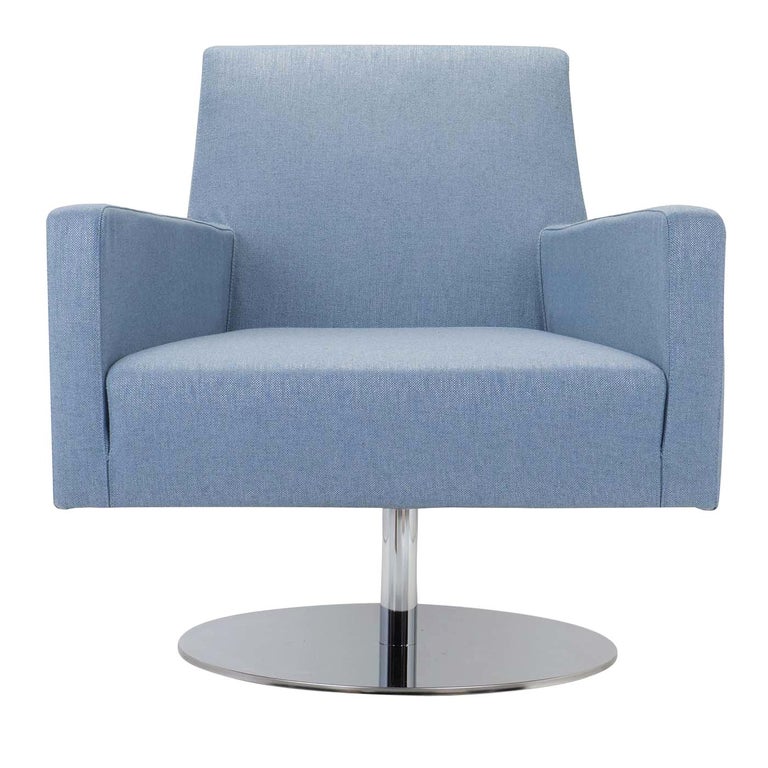Boston Light Blue Armchair with Metal Swivel Base For Sale at 1stDibs