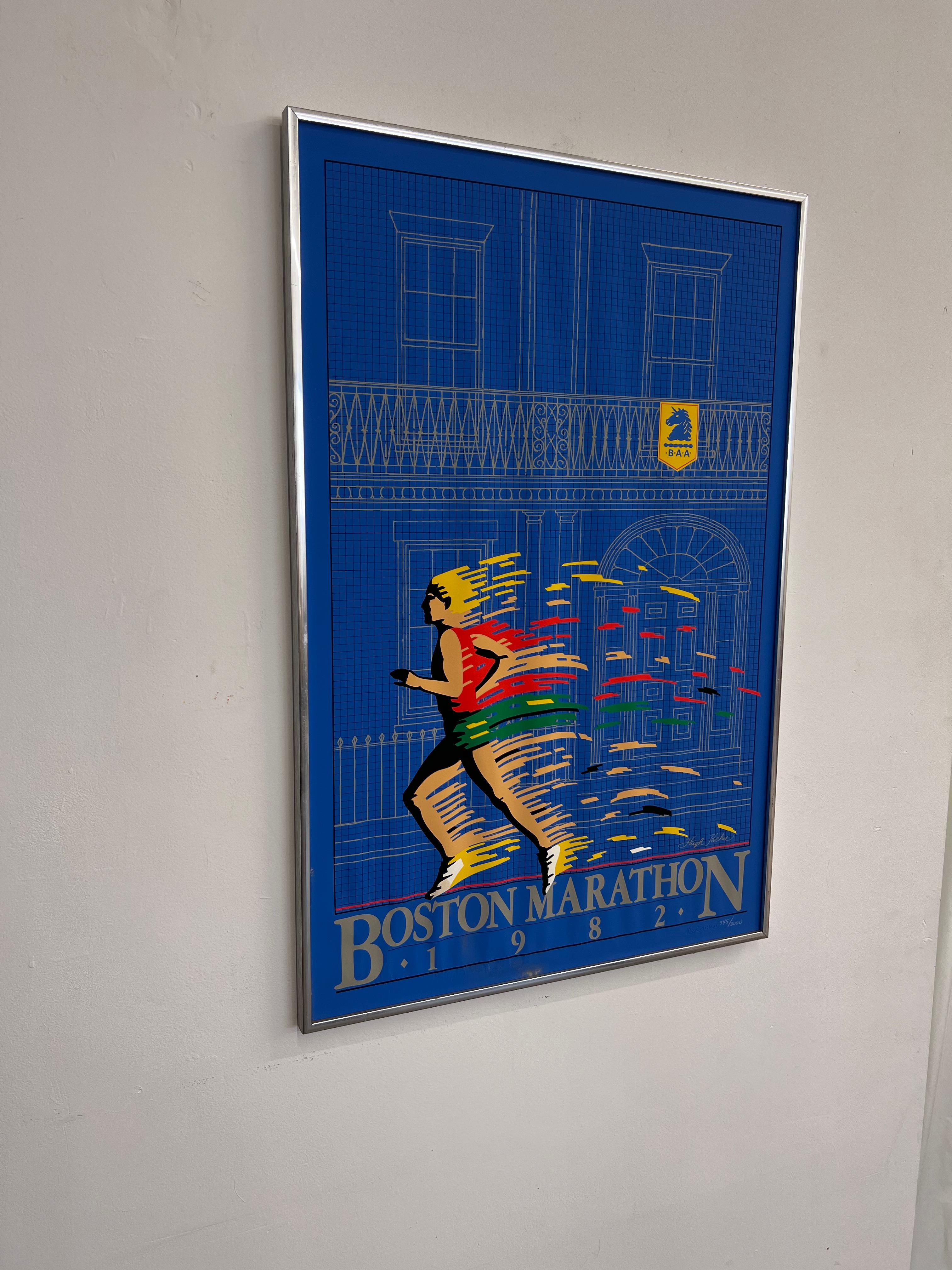 Post-Modern Boston Marathon 1982 silkscreen poster by Hugh Ricks