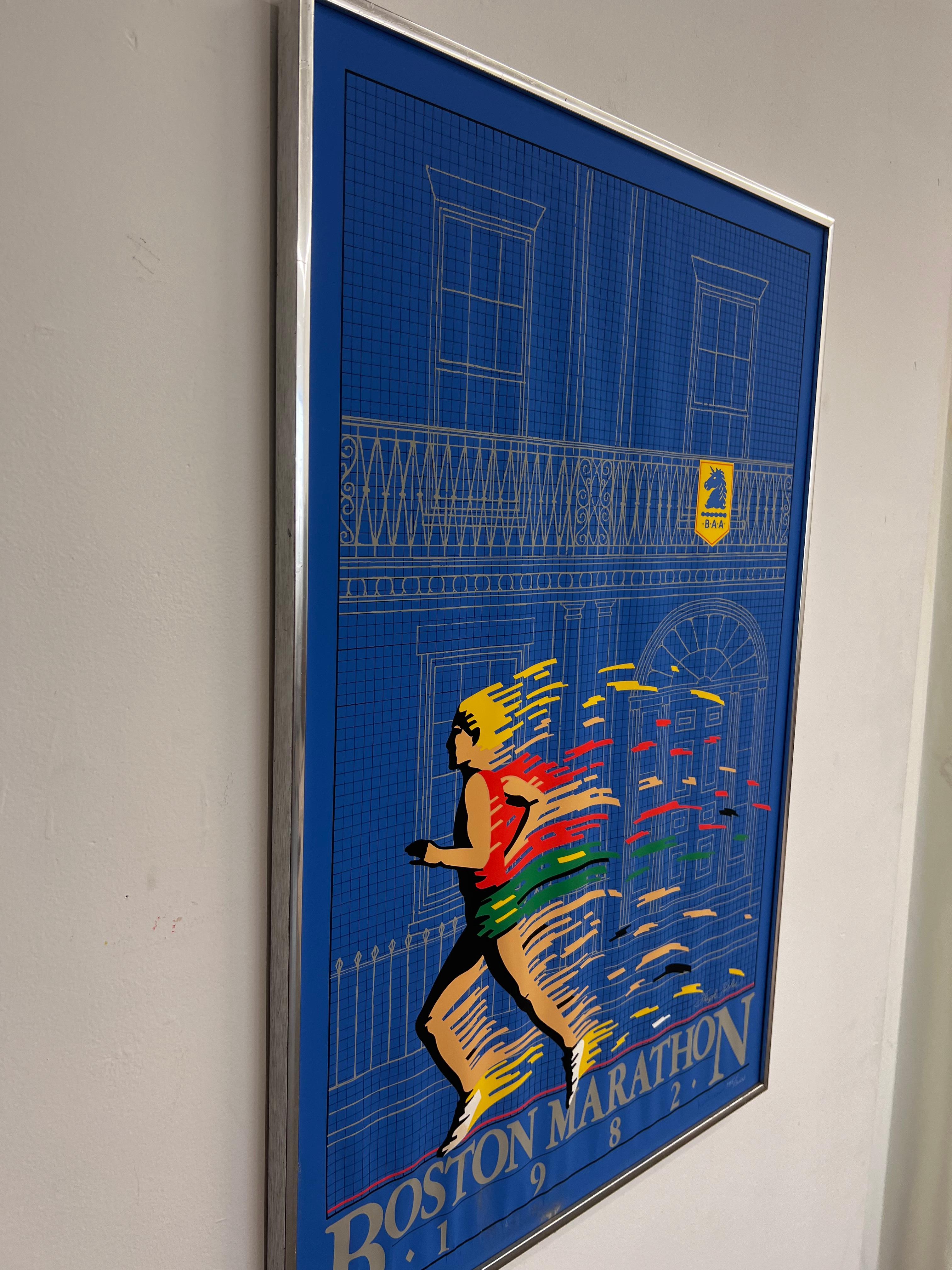 Metal Boston Marathon 1982 silkscreen poster by Hugh Ricks