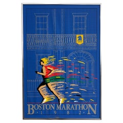 Boston Marathon 1982 silkscreen poster by Hugh Ricks
