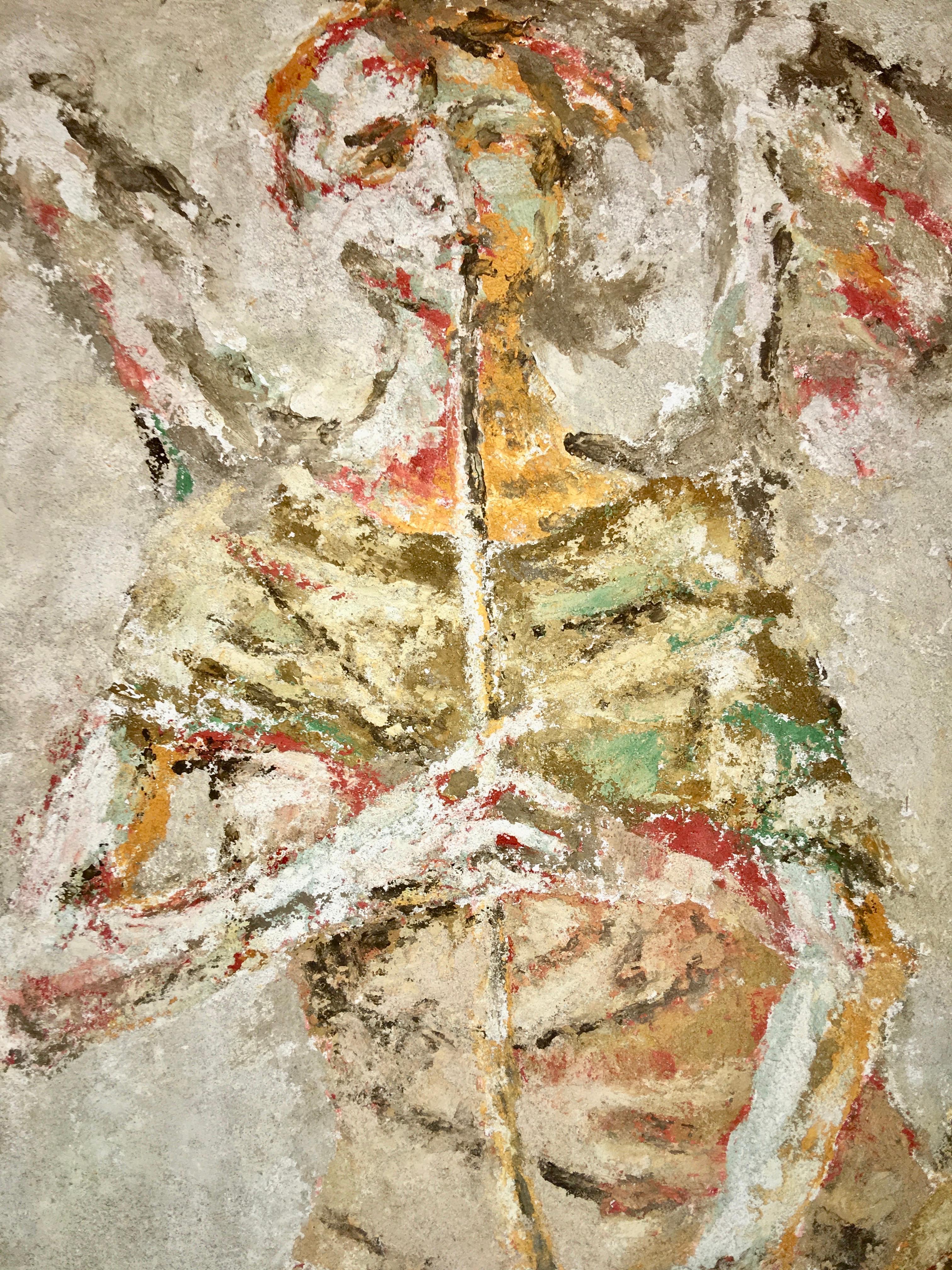 American Boston Modern Fresco of Angel on Concrete by Jean Wechsler Knapp For Sale
