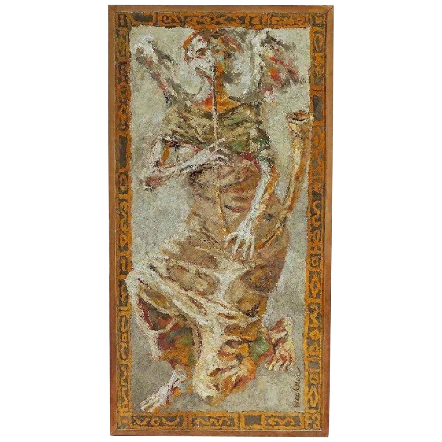 Boston Modern Fresco of Angel on Concrete by Jean Wechsler Knapp For Sale