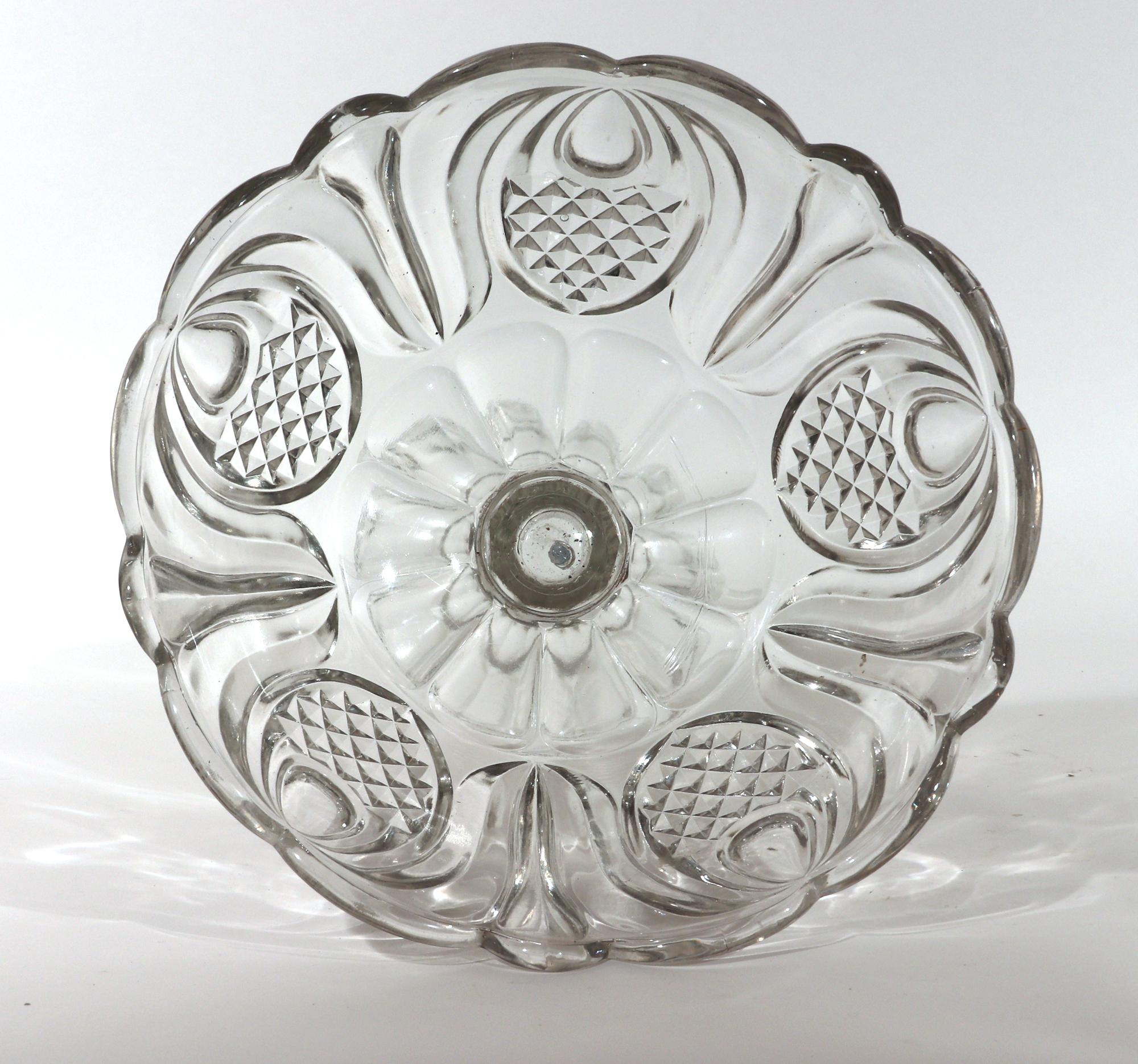 Boston & Sandwich American Pressed Glass Compote with Pineapple Pattern For Sale 4